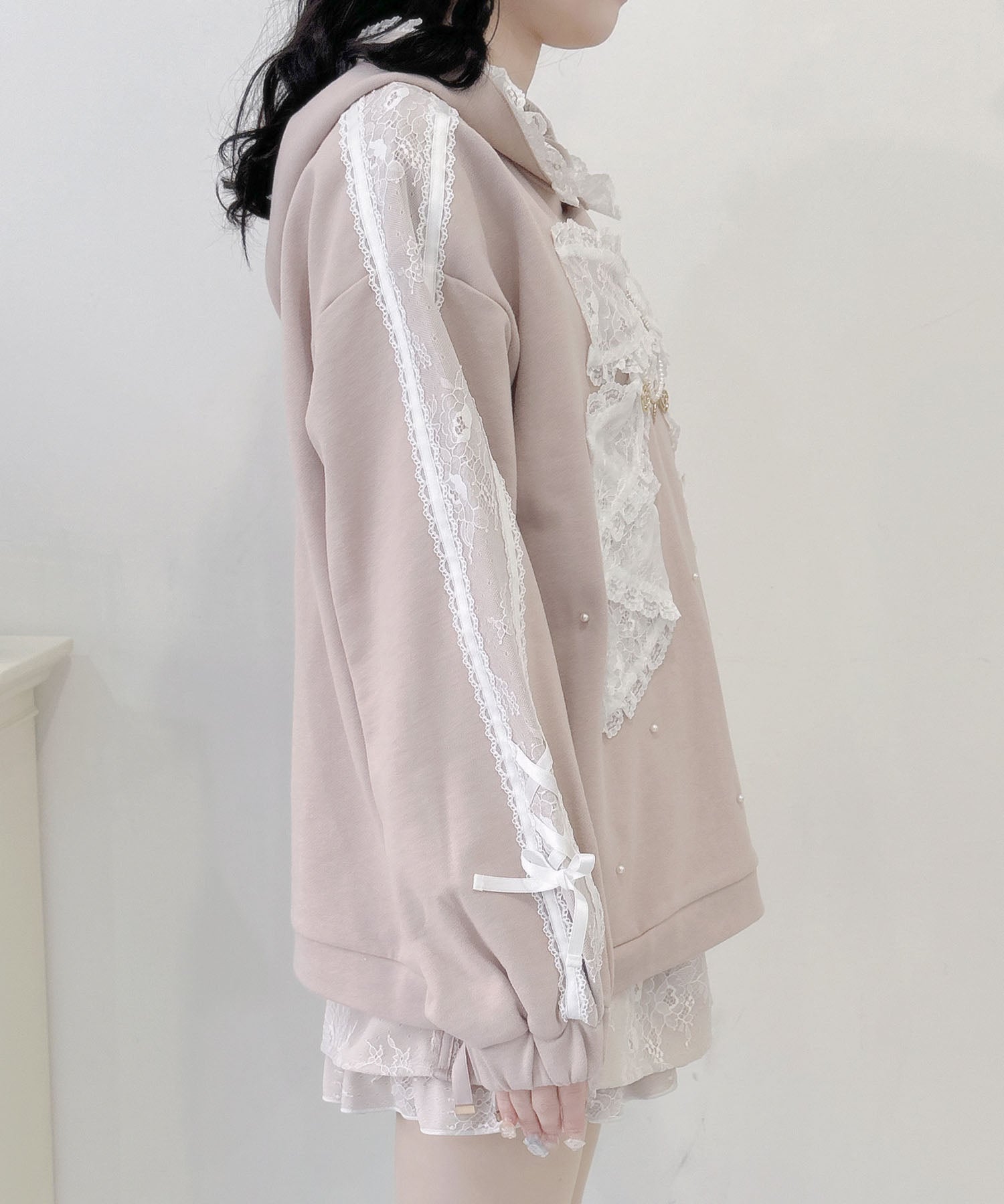 ROJITA ROJITA Ribbon Design Back Fabric Sweat Mini Dress