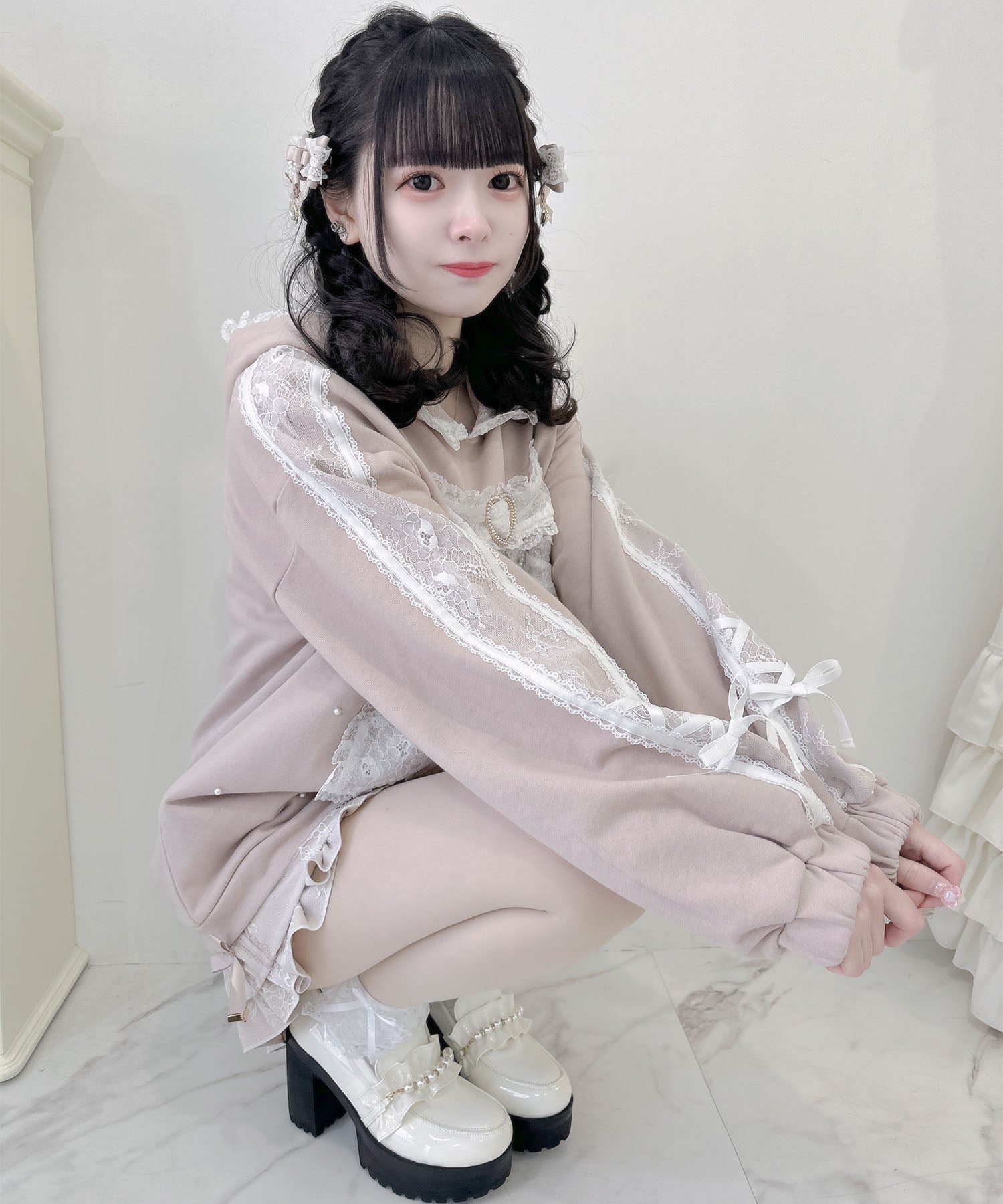 ロジータ ROJITA リボンデザイン裏毛スウェットミニワンピース