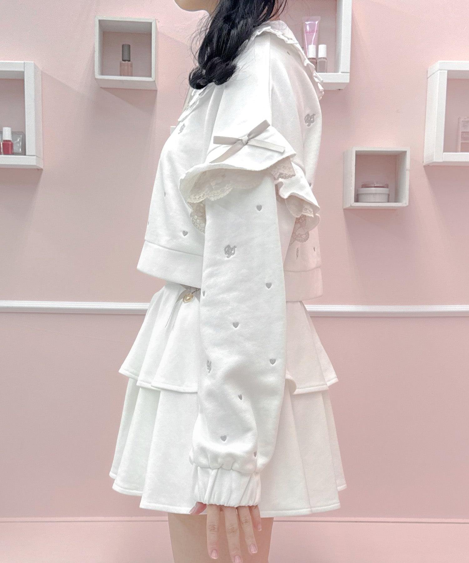 ROJITA ROJITA 裏毛層次蕾絲綁帶裙