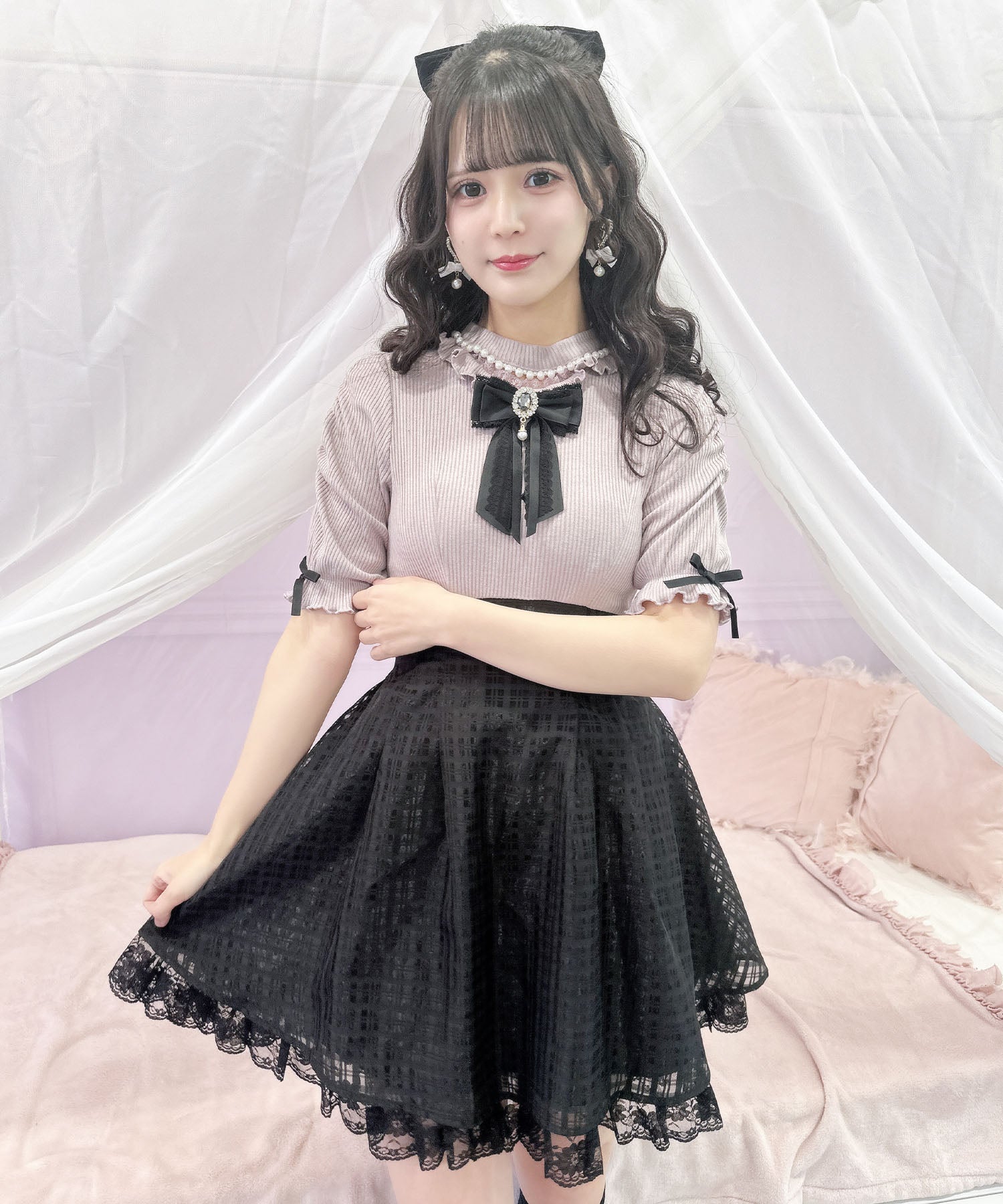 ロジータ ROJITA 異素材ドッキングデコルテ開きワンピース （ピンク） ピンク