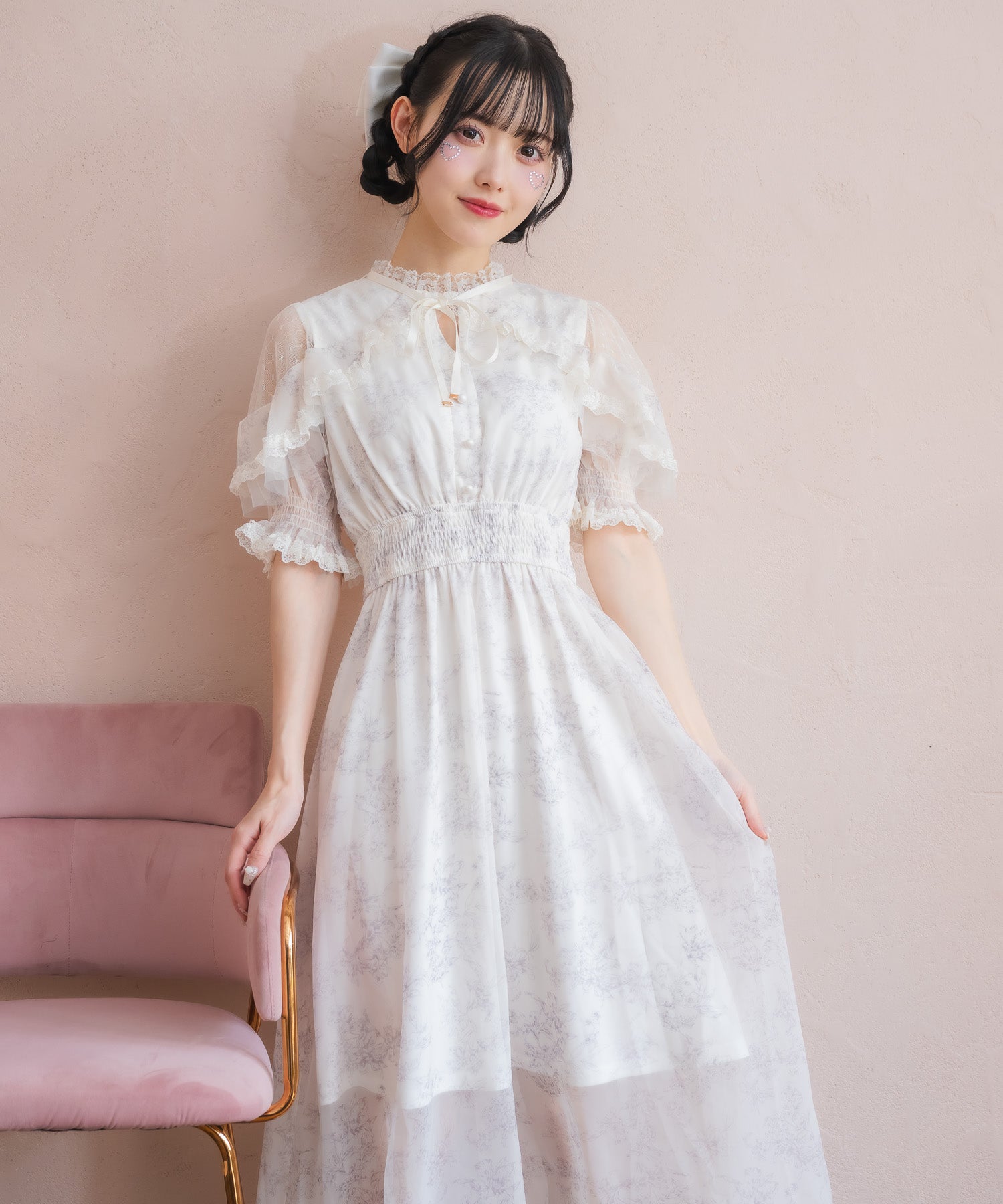 ロジータ ROJITA 花柄ロング半袖ワンピース （アイボリー） アイボリー