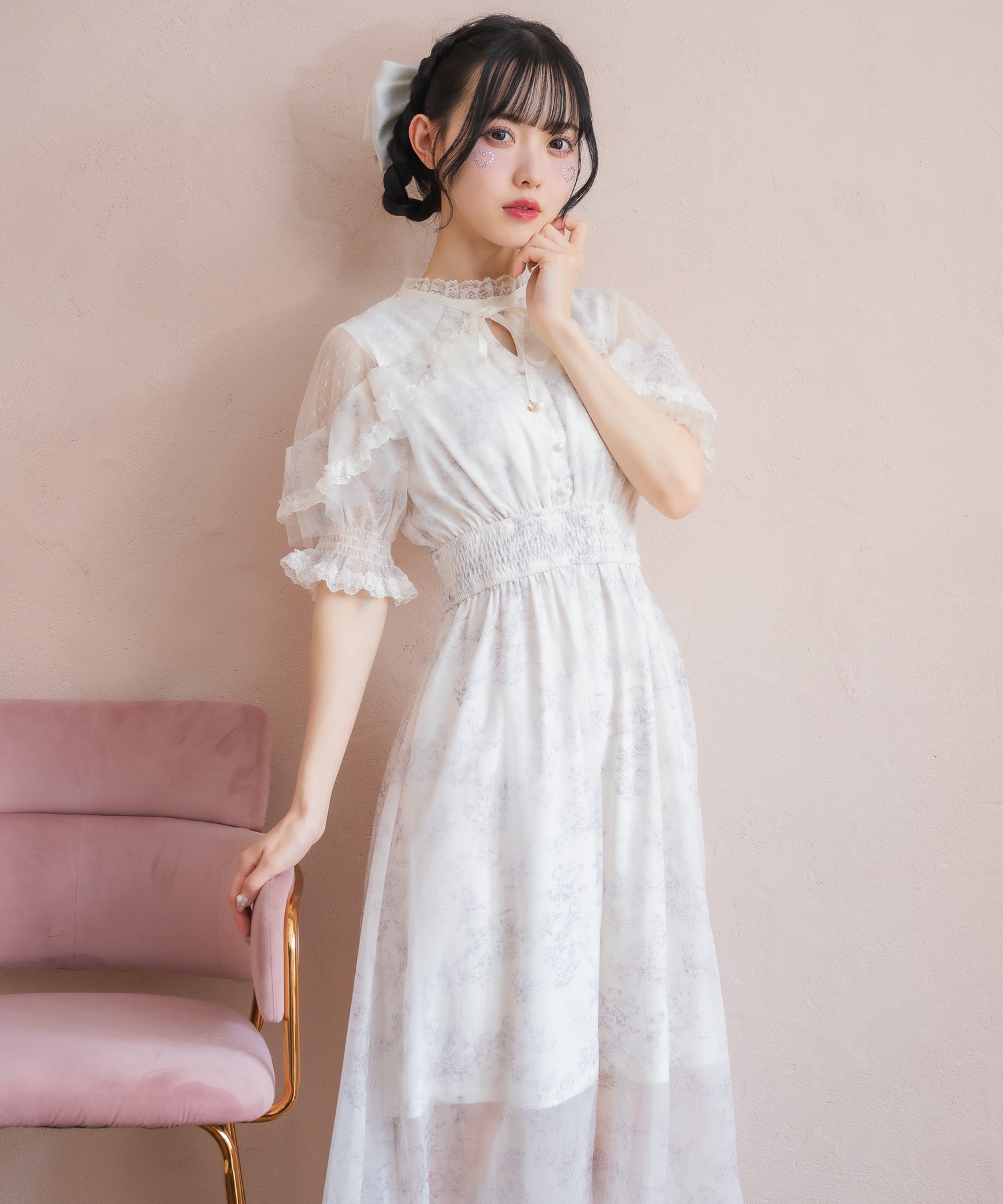 ロジータ ROJITA 花柄ロング半袖ワンピース （アイボリー） アイボリー
