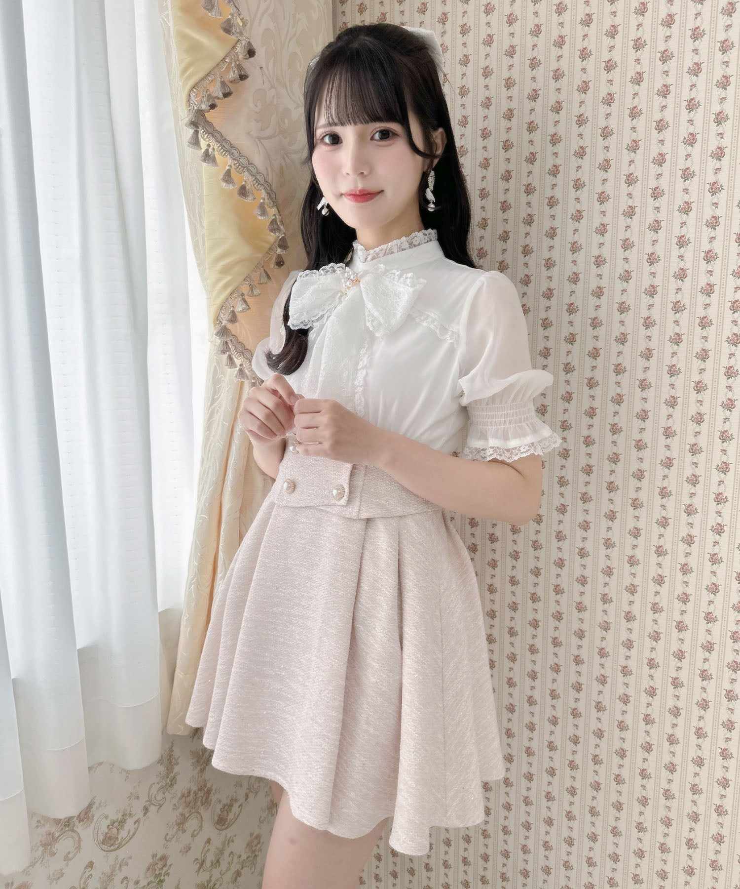 ロジータ ROJITA レーシーリボンツイードドッキングワンピース （ピンク） ピンク