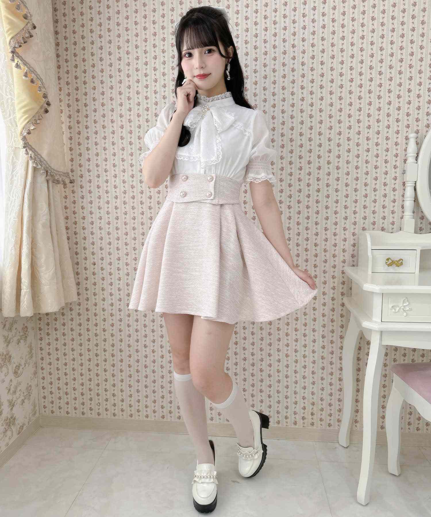 ロジータ ROJITA レーシーリボンツイードドッキングワンピース （ピンク） ピンク