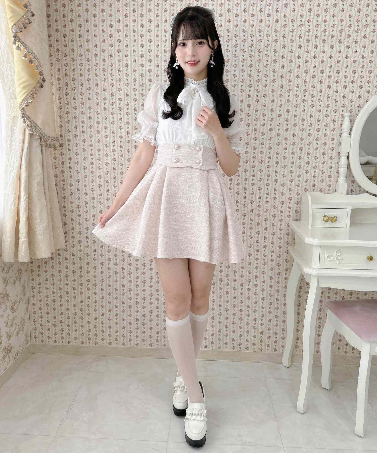 ロジータ ROJITA レーシーリボンツイードドッキングワンピース （ピンク） ピンク