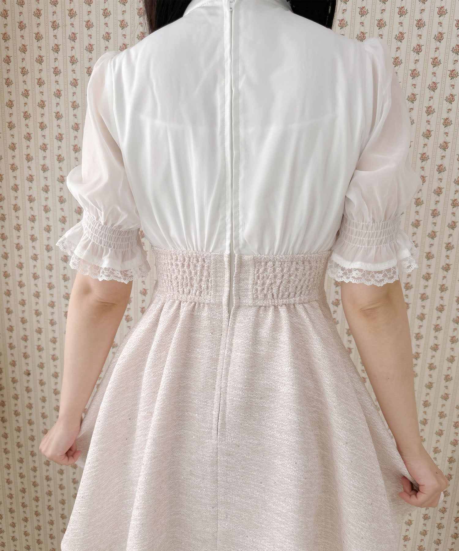 ロジータ ROJITA レーシーリボンツイードドッキングワンピース （ピンク） ピンク