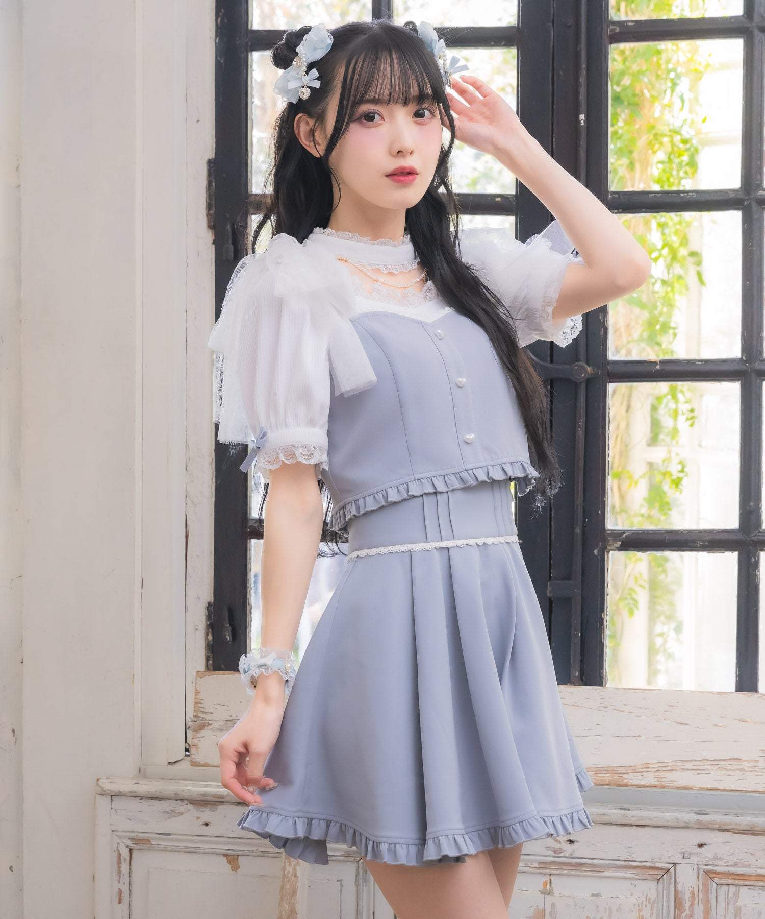 ロジータ ROJITA 裾フリルフレアスカート （ブルー） ブルー