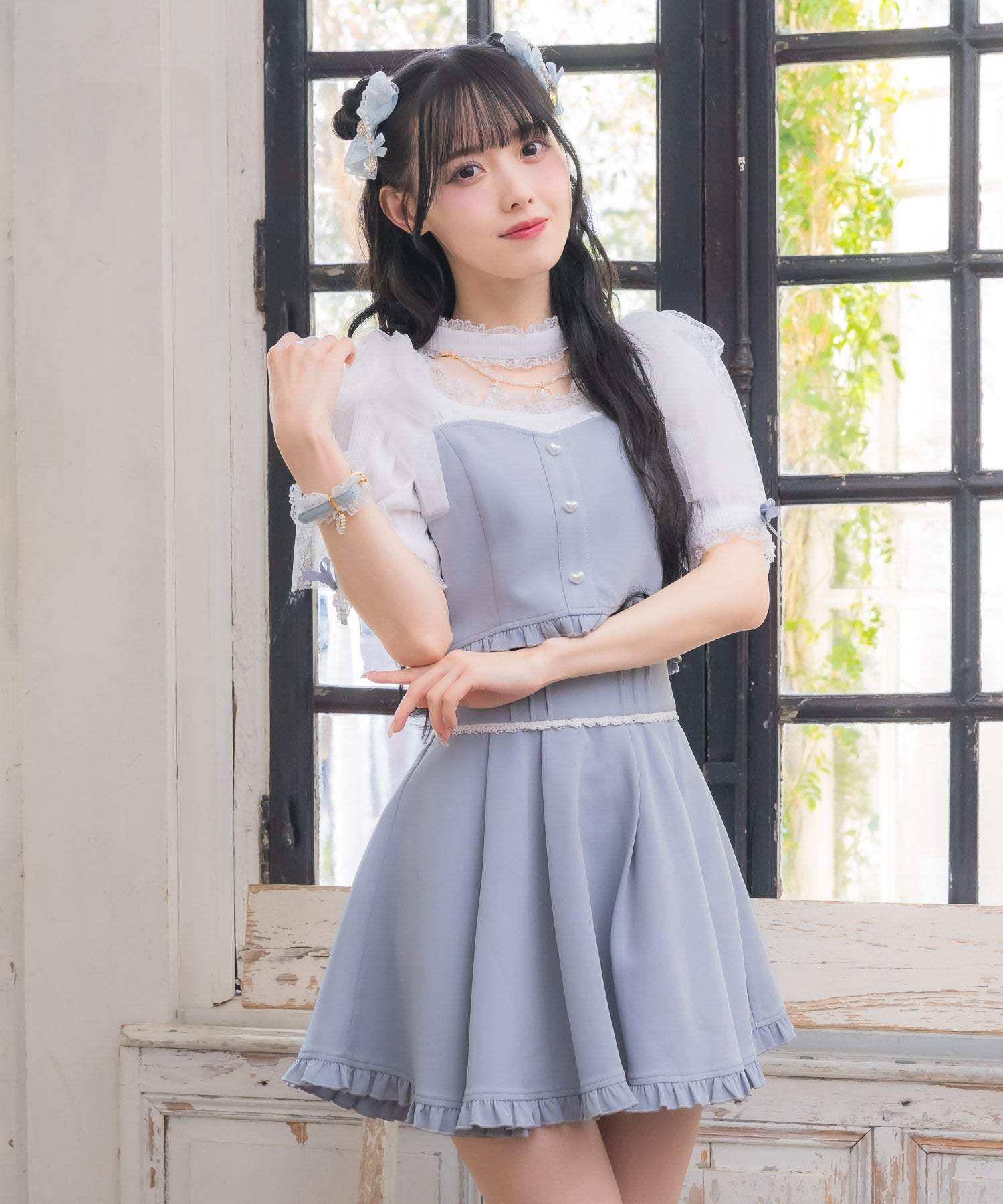 ロジータ ROJITA 裾フリルフレアスカート （ブルー） ブルー