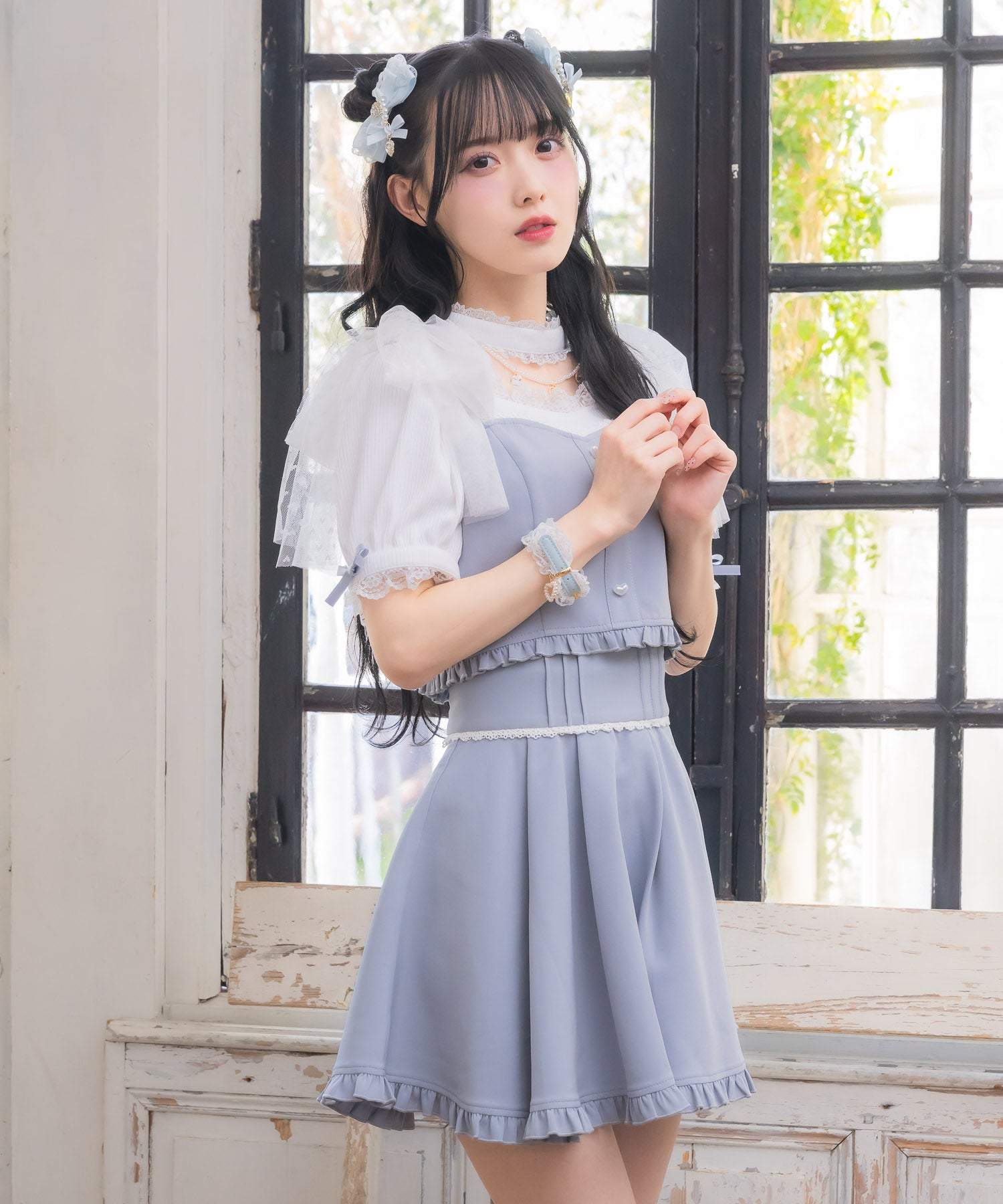 ロジータ ROJITA 裾フリルフレアスカート （ブルー） ブルー