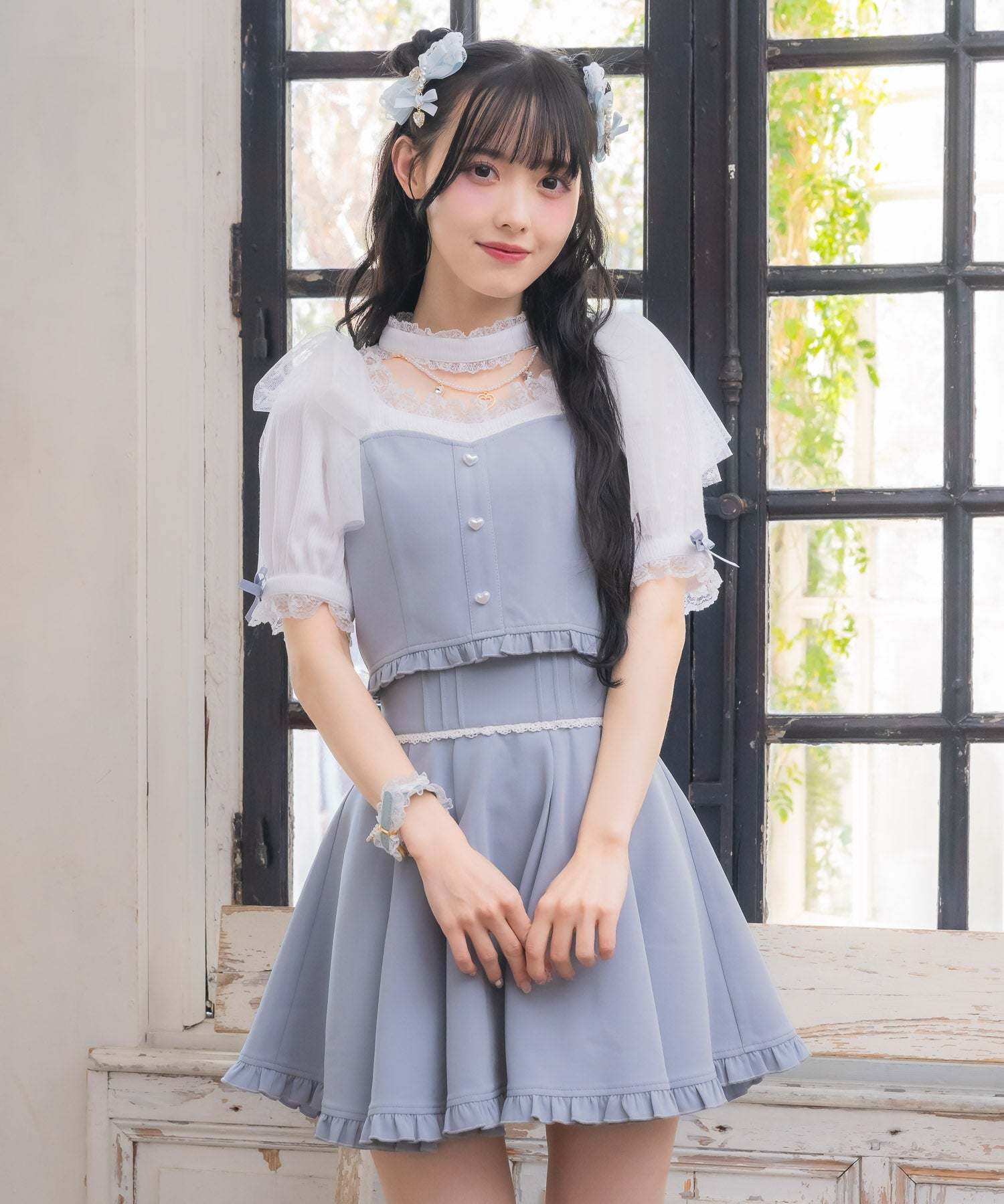 ロジータ ROJITA 裾フリルフレアスカート （ブルー） ブルー