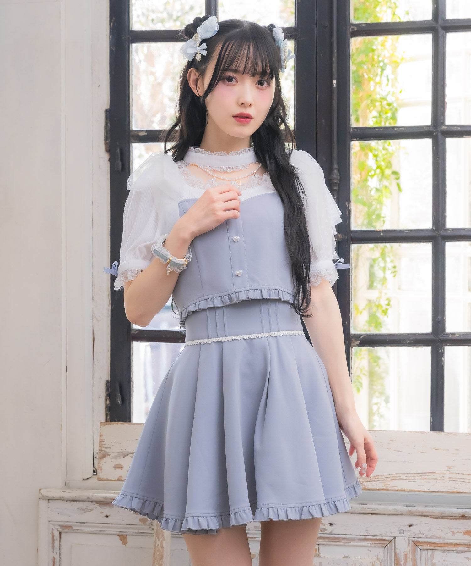 ロジータ ROJITA 裾フリルフレアスカート （ブルー） ブルー