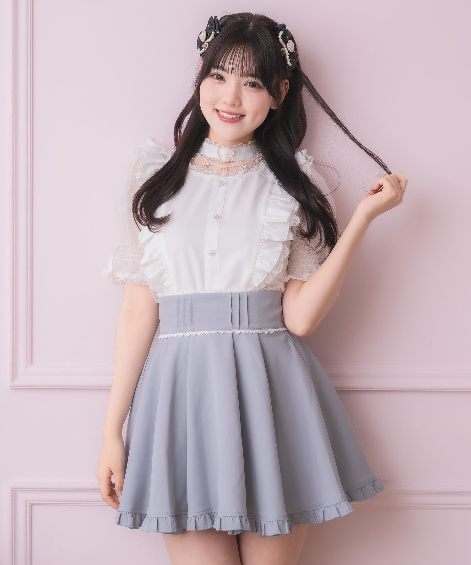 ロジータ ROJITA 裾フリルフレアスカート （ブルー） ブルー