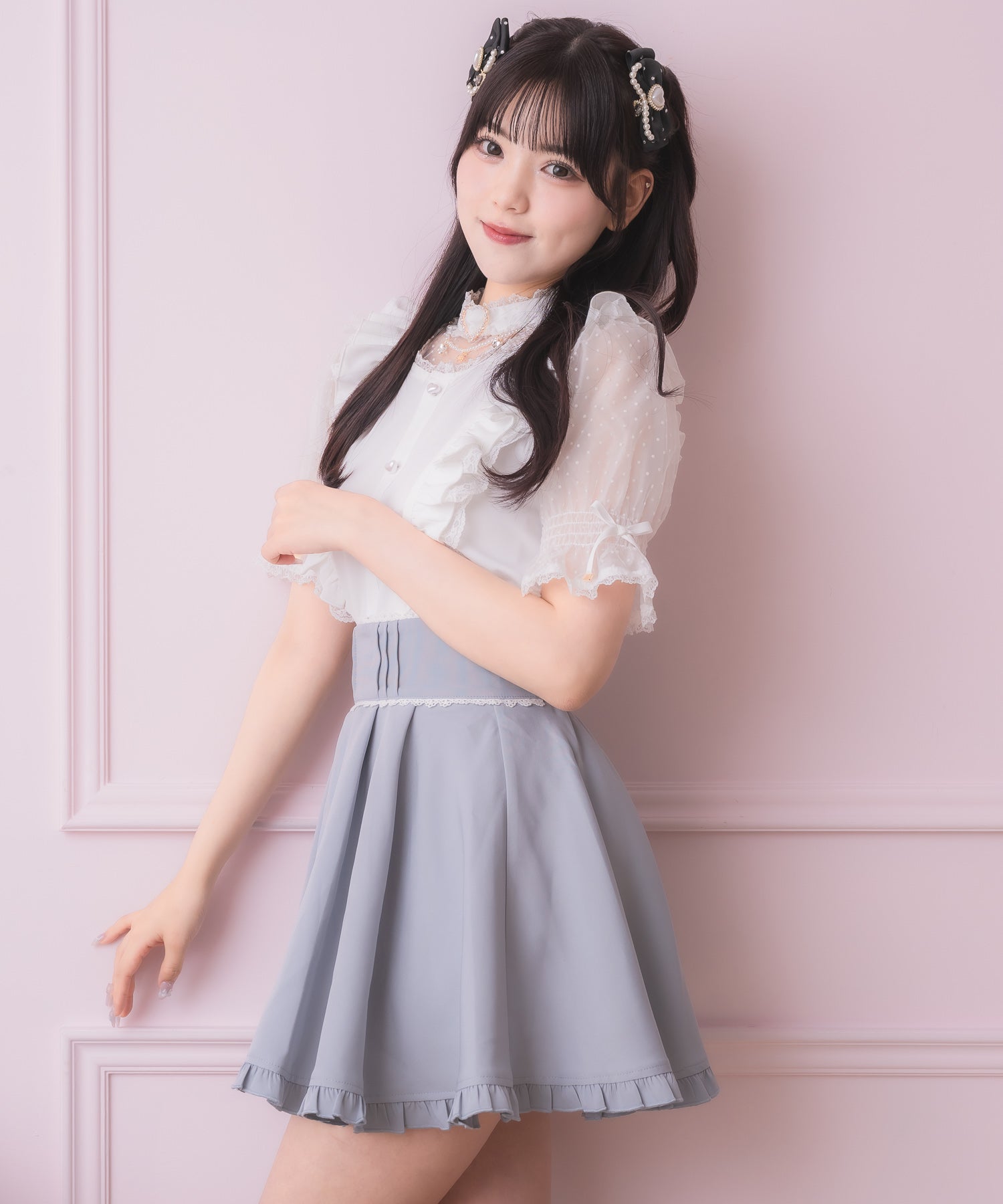 ロジータ ROJITA 裾フリルフレアスカート （ブルー） ブルー