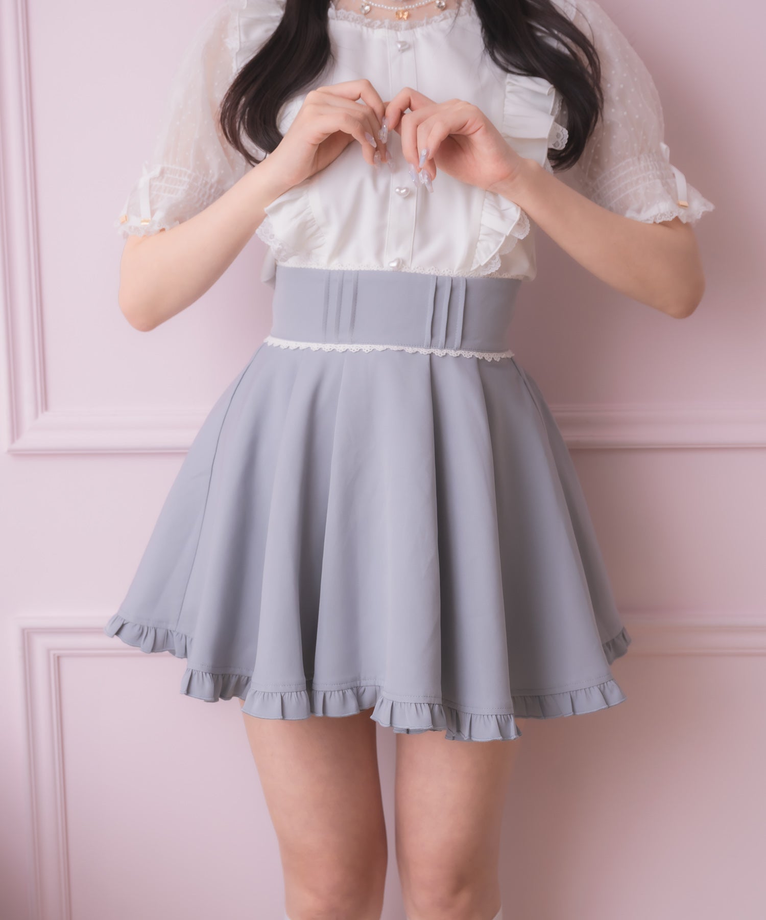 ロジータ ROJITA 裾フリルフレアスカート （ブルー） ブルー