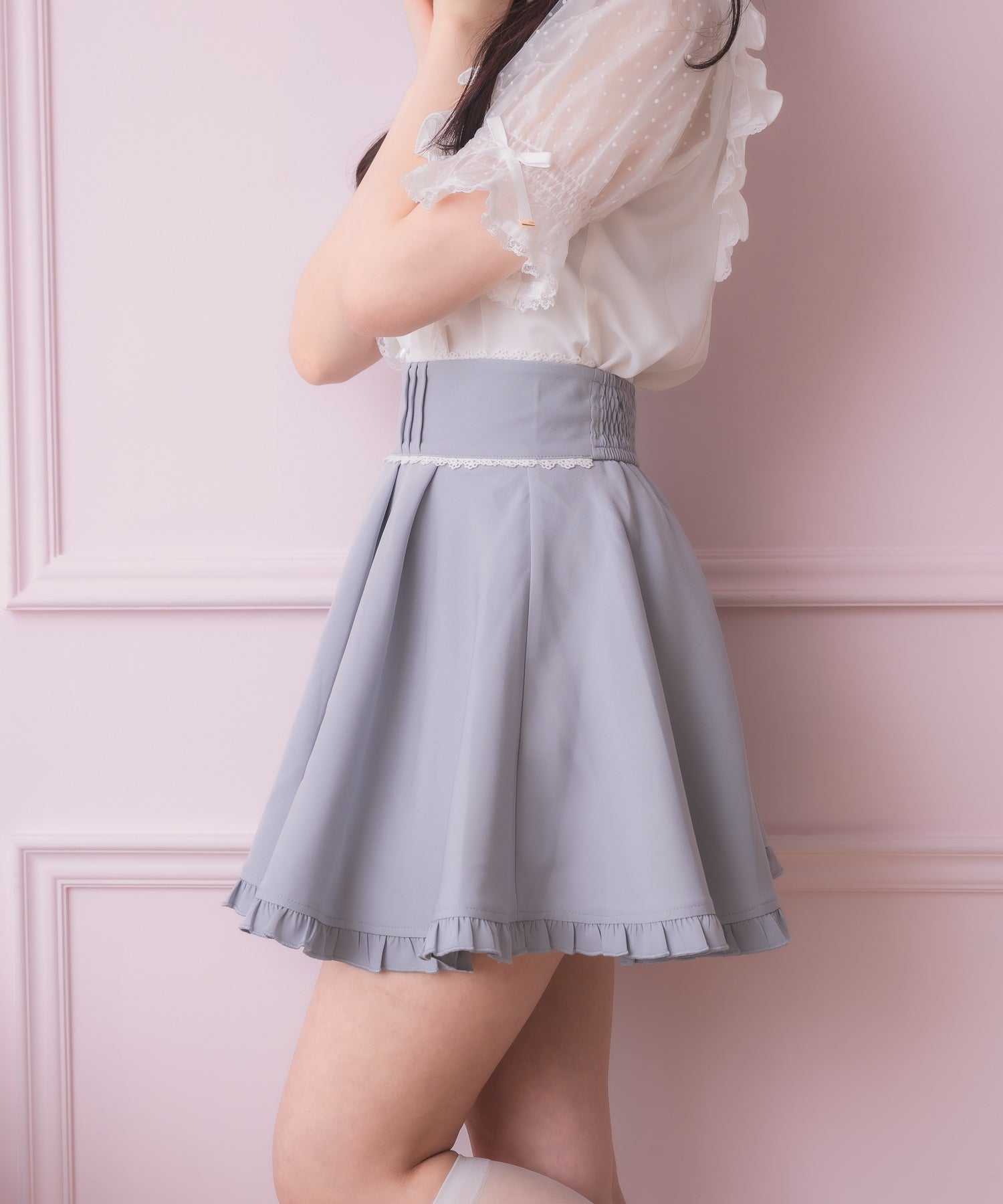 ロジータ ROJITA 裾フリルフレアスカート （ブルー） ブルー