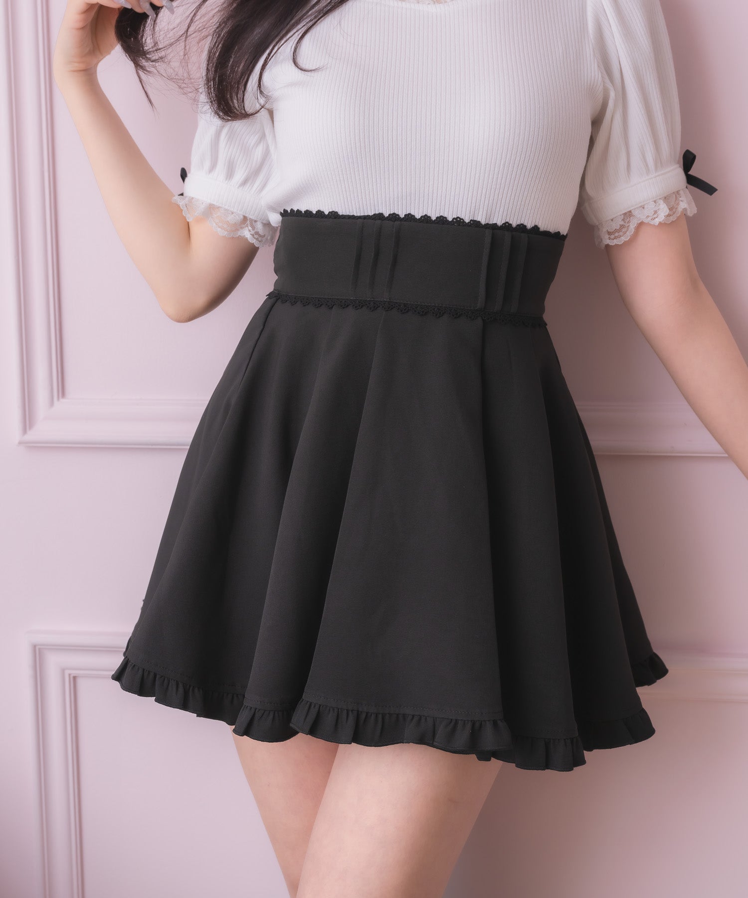 ロジータ ROJITA 裾フリルフレアスカート （ブラック） ブラック