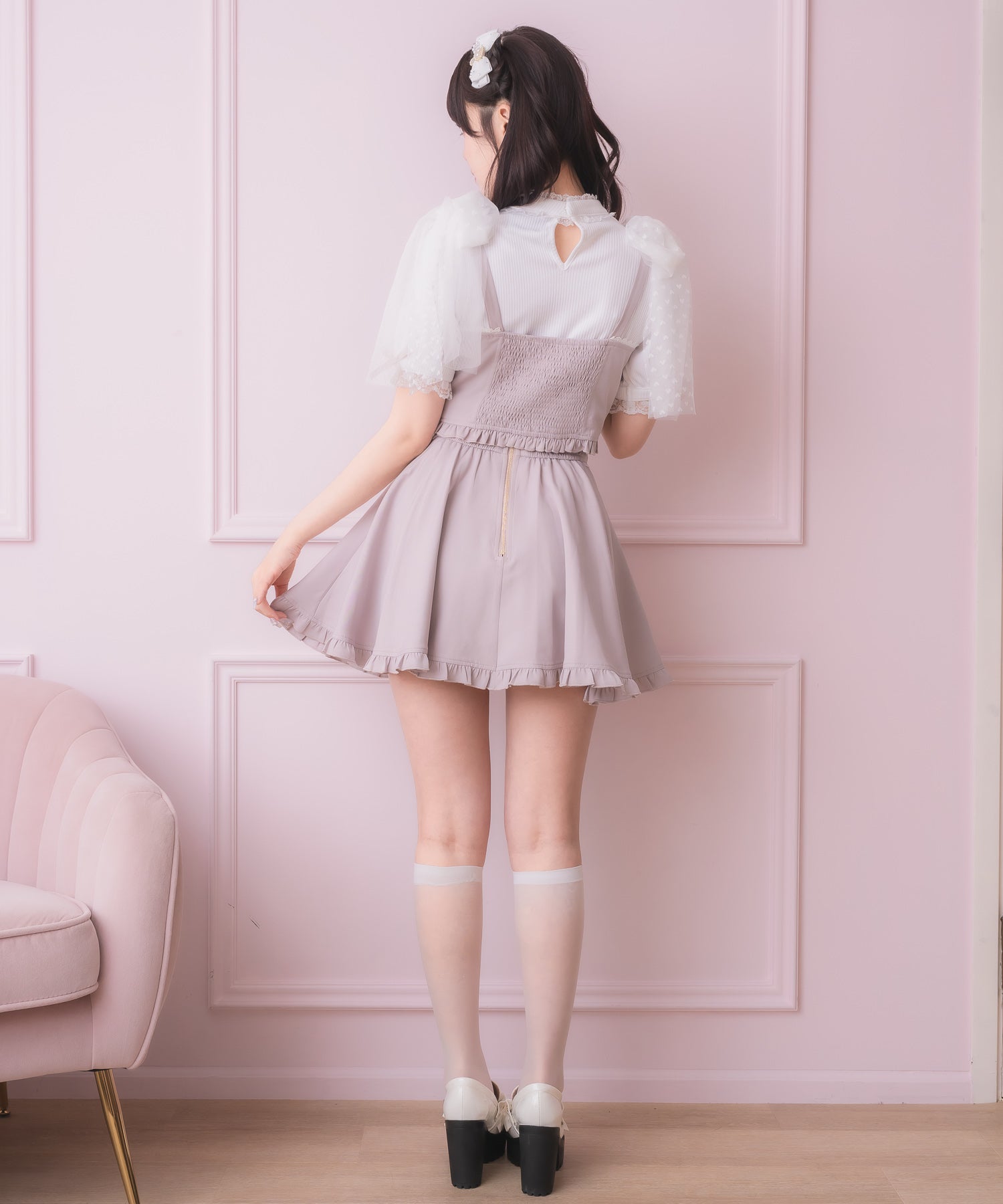 ロジータ ROJITA チュールリボンビスチェ×デコルテ開きトップスセット （ピンク） ピンク