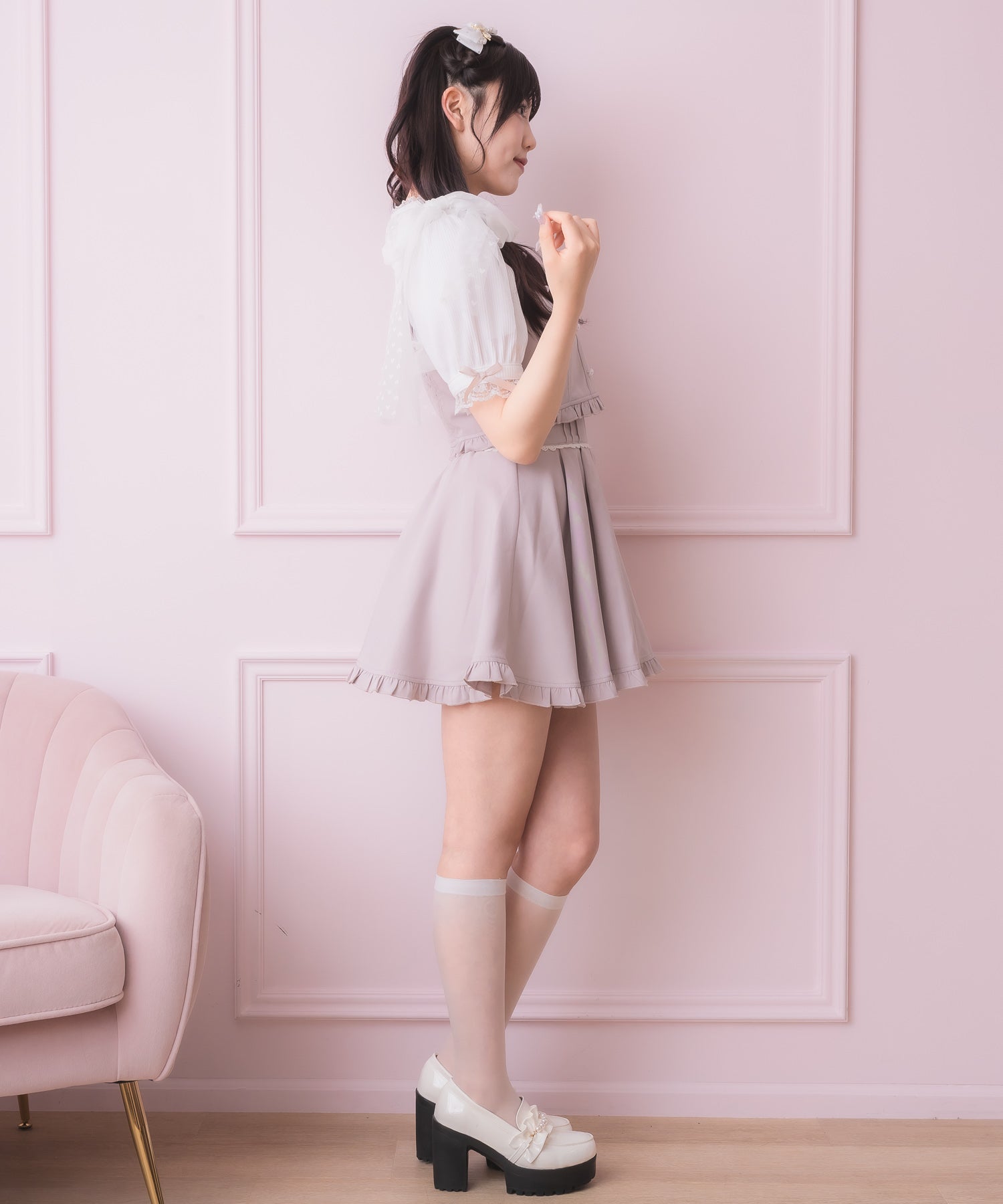 ロジータ ROJITA チュールリボンビスチェ×デコルテ開きトップスセット （ピンク） ピンク