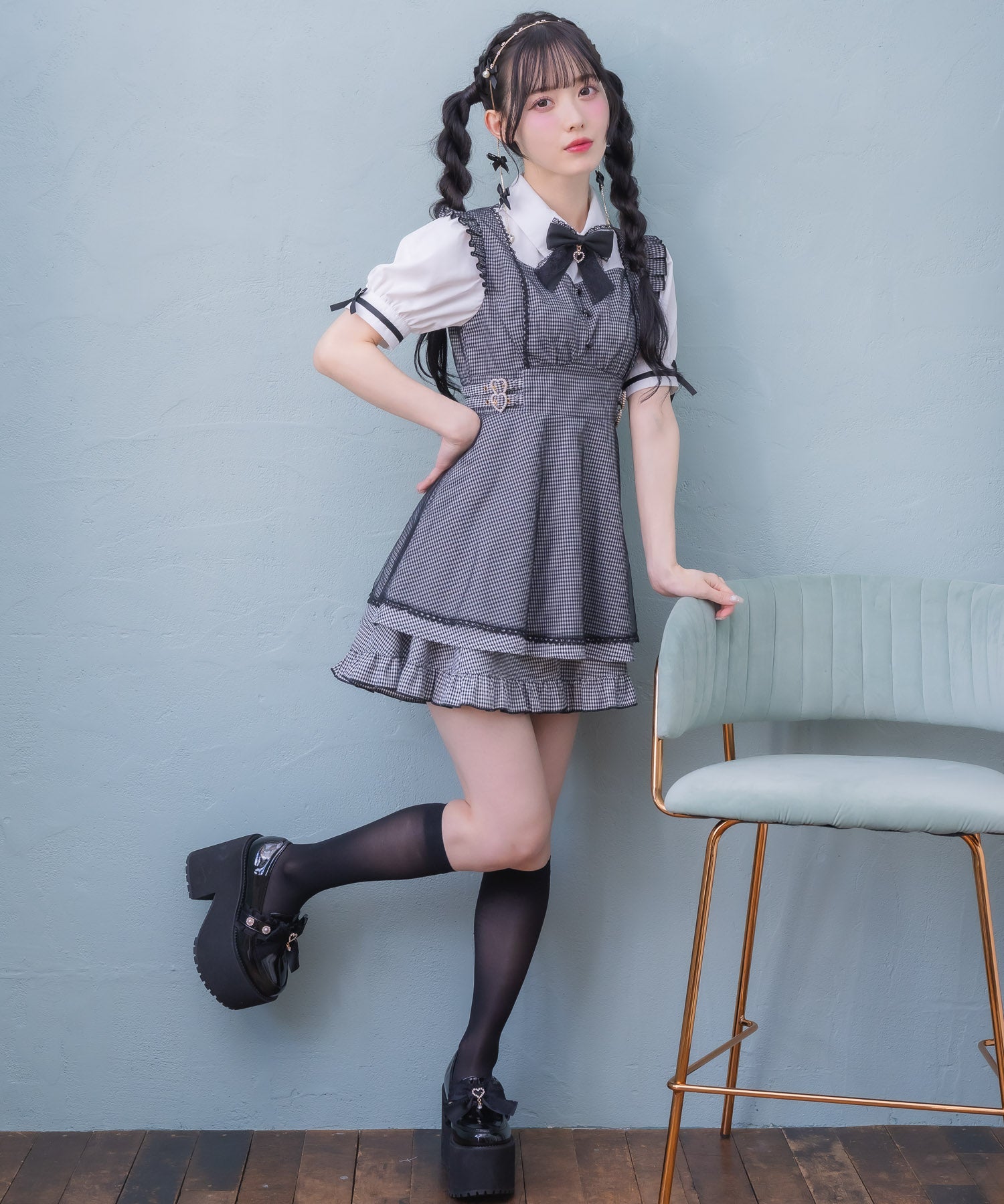 ロジータ ROJITA チュールレイヤードデザインセットアップ （チェック） チェック