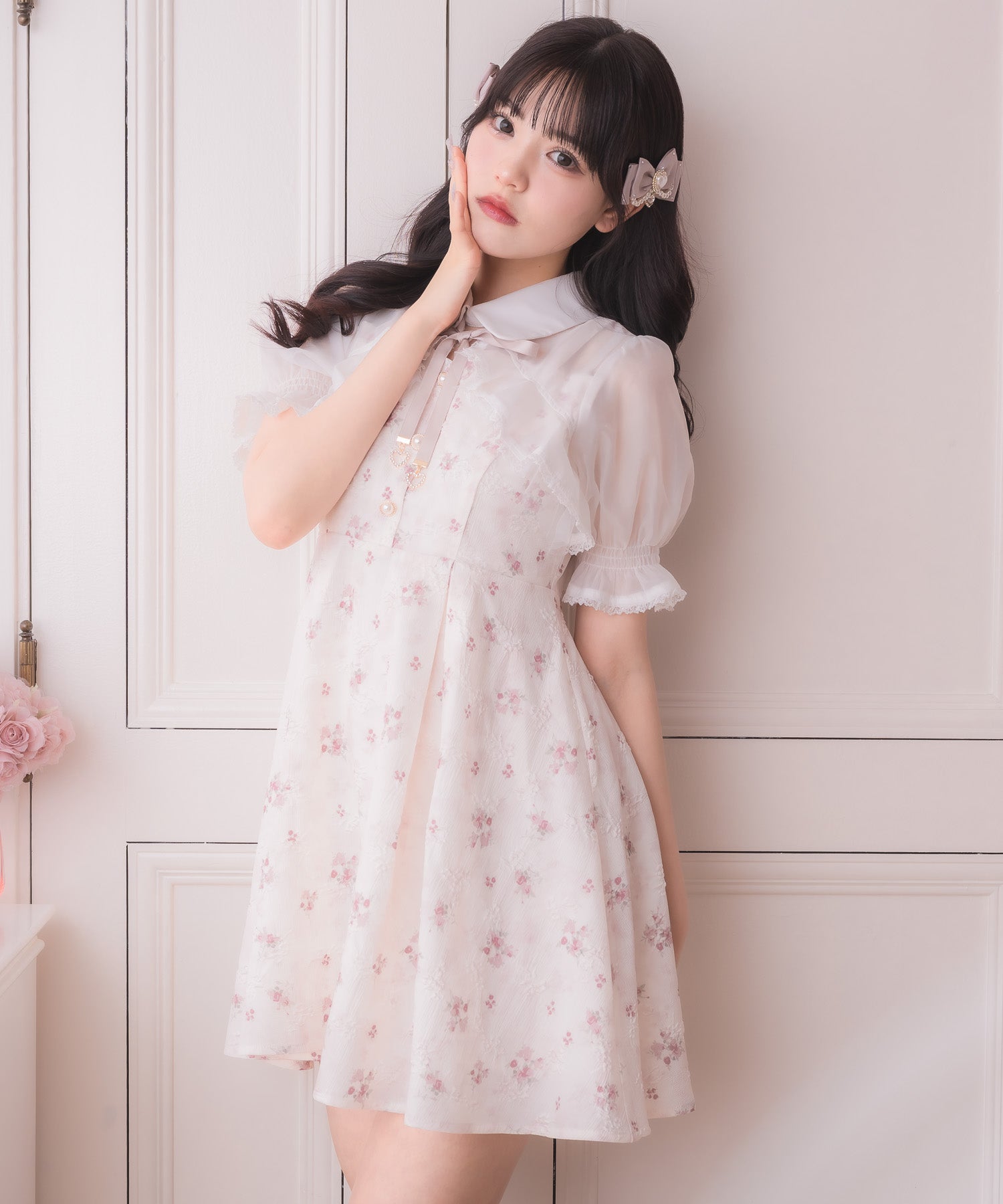 ロジータ ROJITA シアーボレロ風フラワーワンピース （ピンク） ピンク