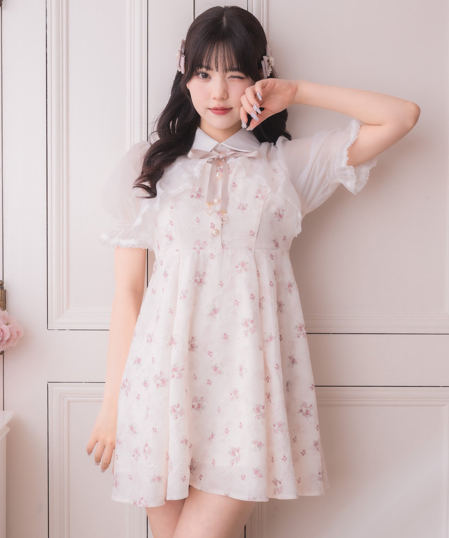 ロジータ ROJITA シアーボレロ風フラワーワンピース （ピンク） ピンク