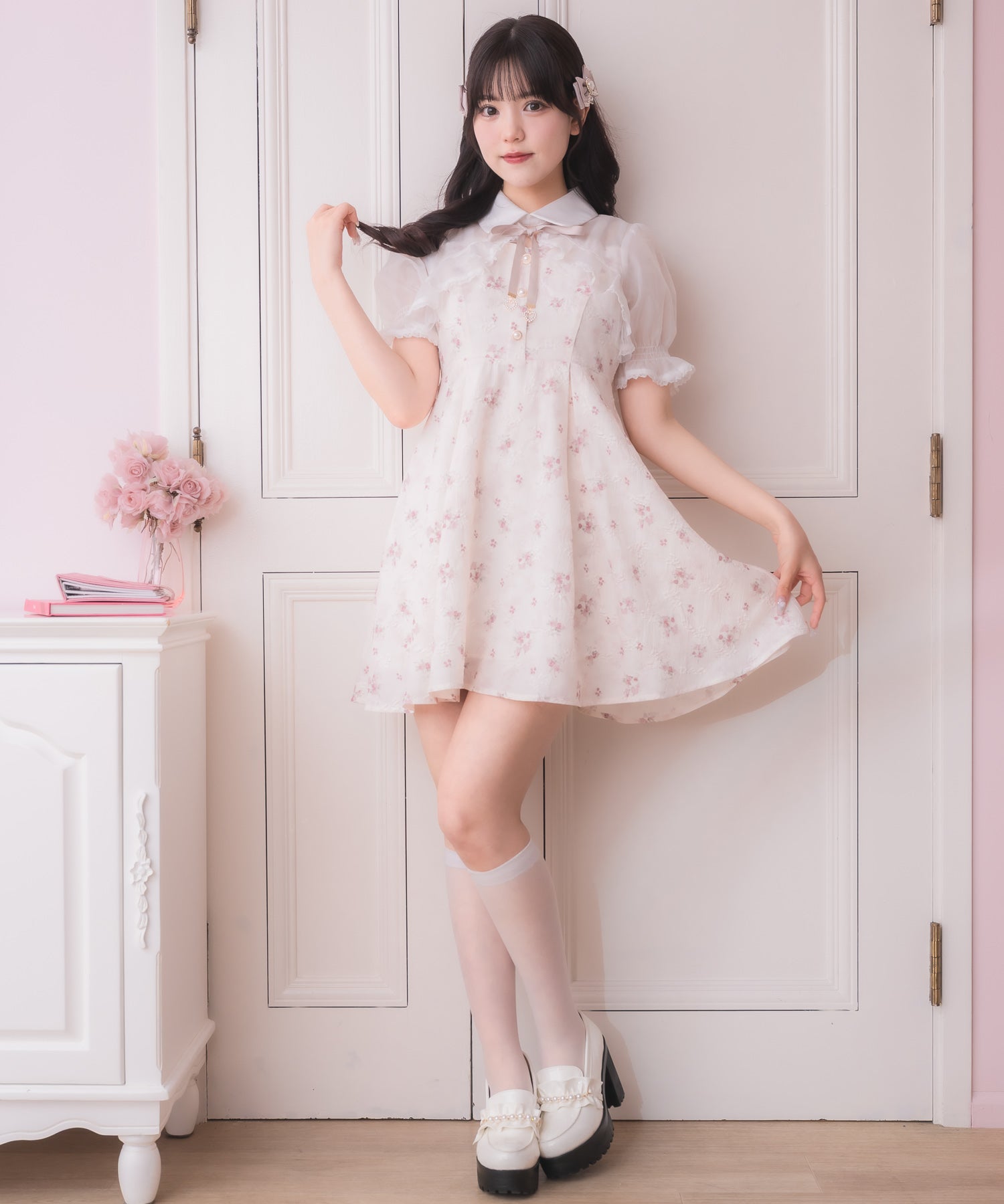 ロジータ ROJITA シアーボレロ風フラワーワンピース （ピンク） ピンク