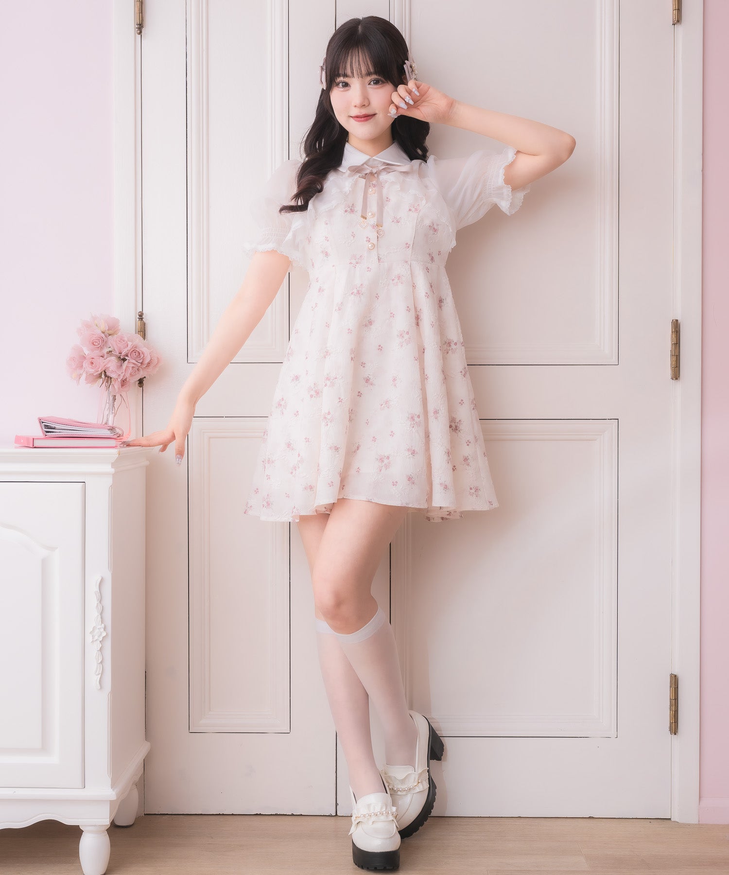 ロジータ ROJITA シアーボレロ風フラワーワンピース （ピンク） ピンク