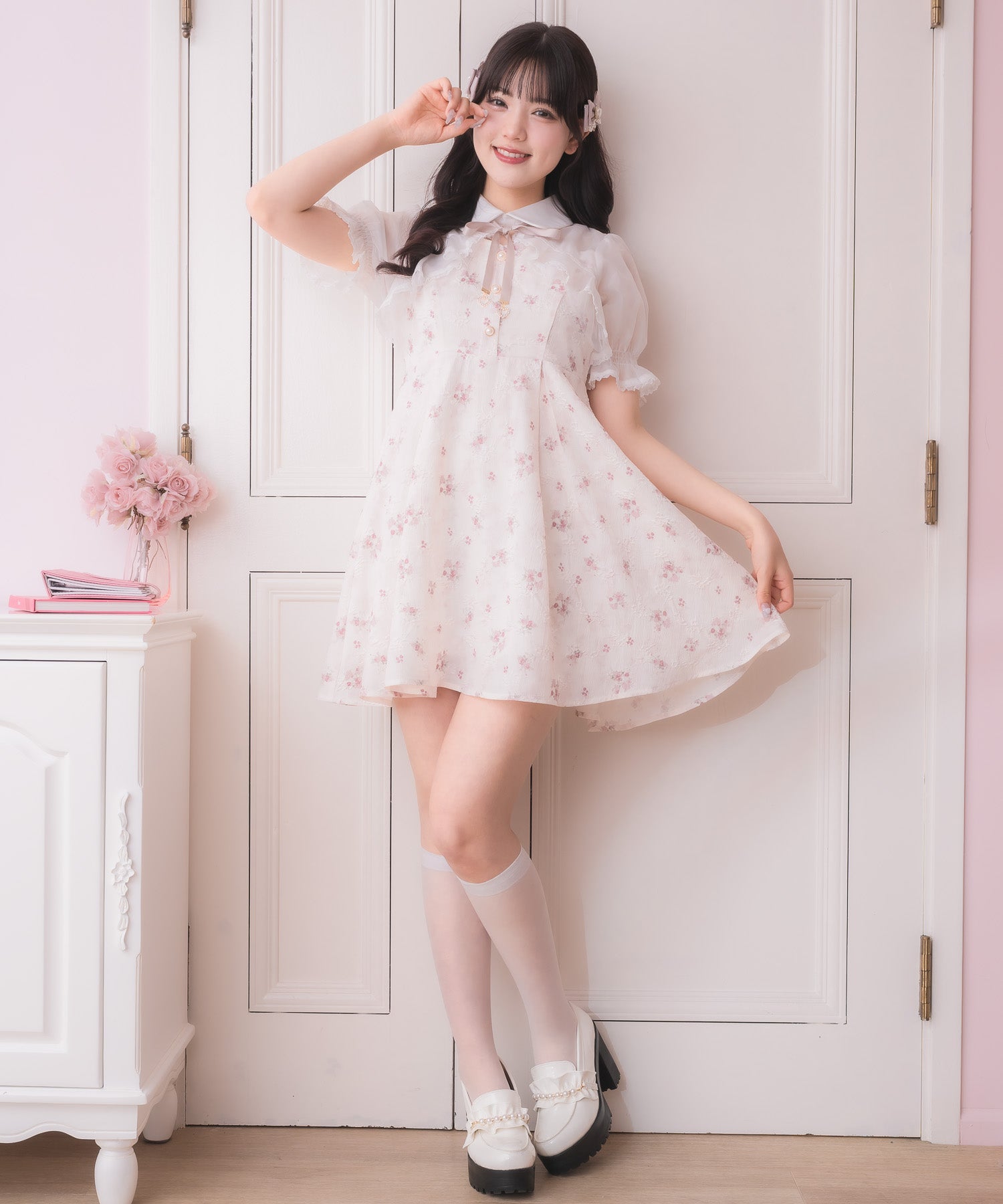 ロジータ ROJITA シアーボレロ風フラワーワンピース （ピンク） ピンク