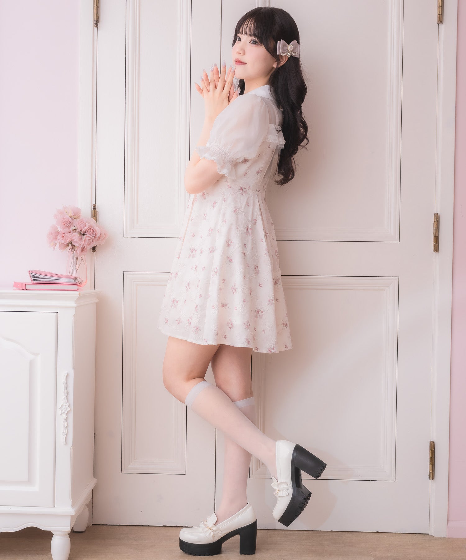 ロジータ ROJITA シアーボレロ風フラワーワンピース （ピンク） ピンク