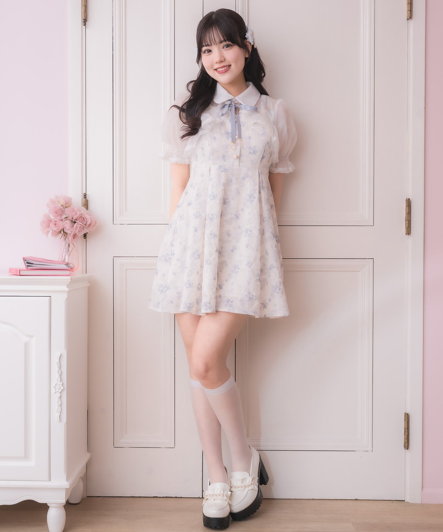 ロジータ ROJITA シアーボレロ風フラワーワンピース （ブルー） ブルー