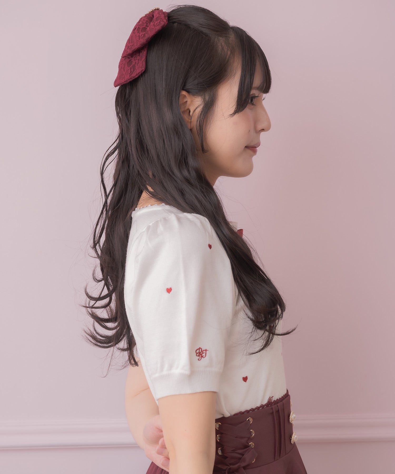 ロジータ ROJITA ハート刺繍レイヤード風ニットトップス （ホワイト） ホワイト