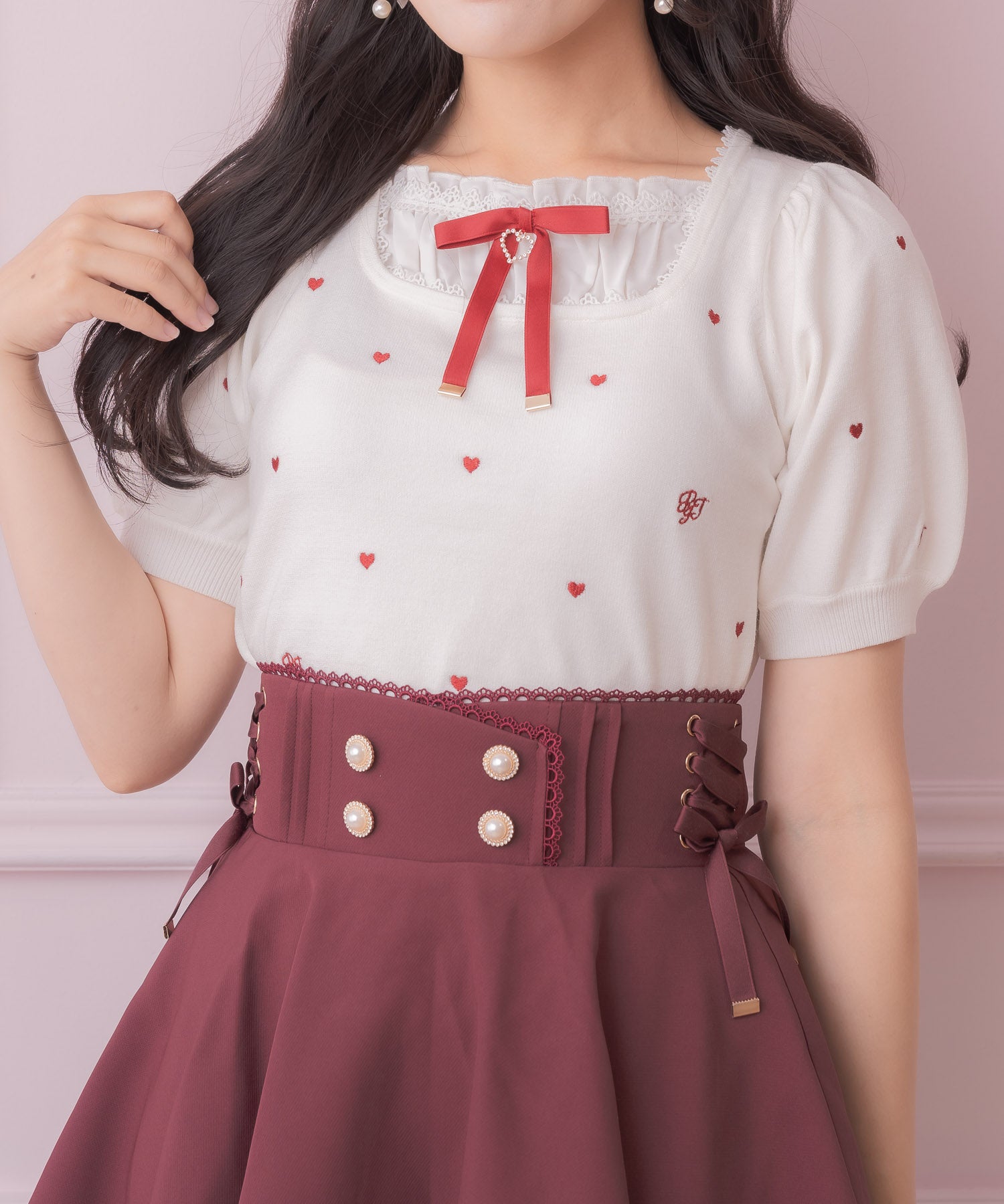ロジータ ROJITA ハート刺繍レイヤード風ニットトップス （マルチ） マルチ