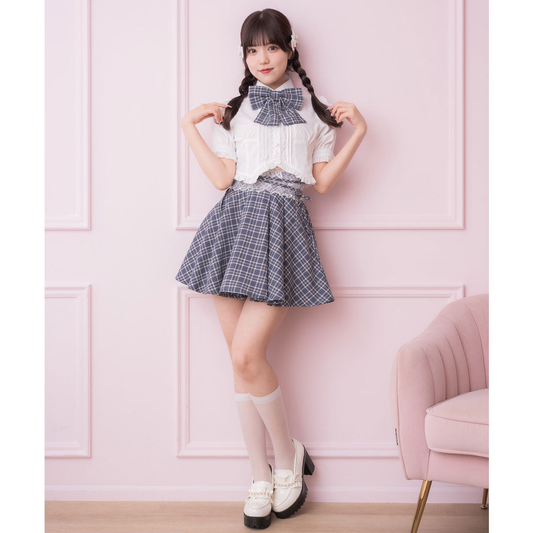 ロジータ ROJITA シャーリングショルダーフリルヘムブラウス （ブルー） ブルー
