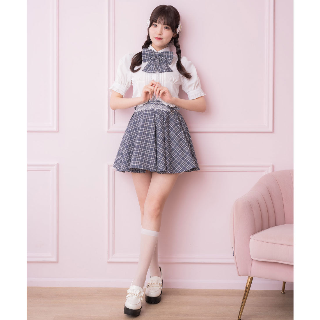 ロジータ ROJITA シャーリングショルダーフリルヘムブラウス （ブルー） ブルー