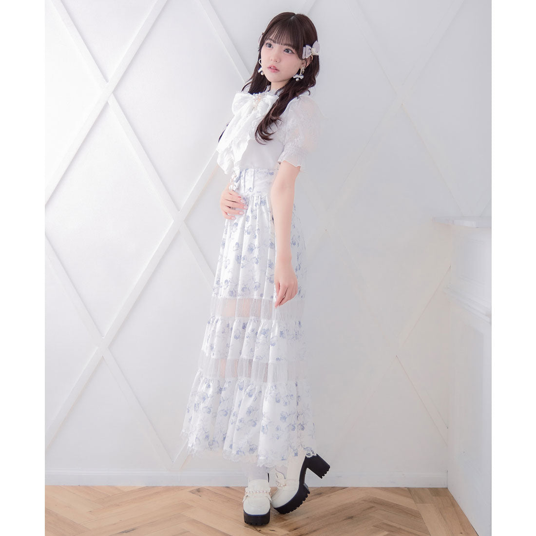 ロジータ ROJITA シアー切り替えロングスカート （ホワイト） ホワイト