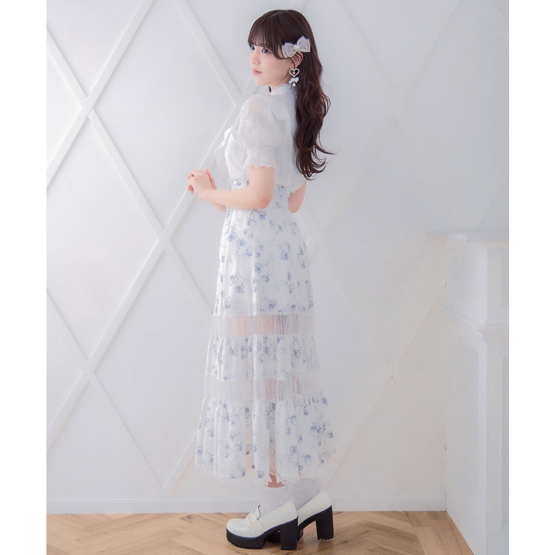 ロジータ ROJITA シアー切り替えロングスカート （ホワイト） ホワイト
