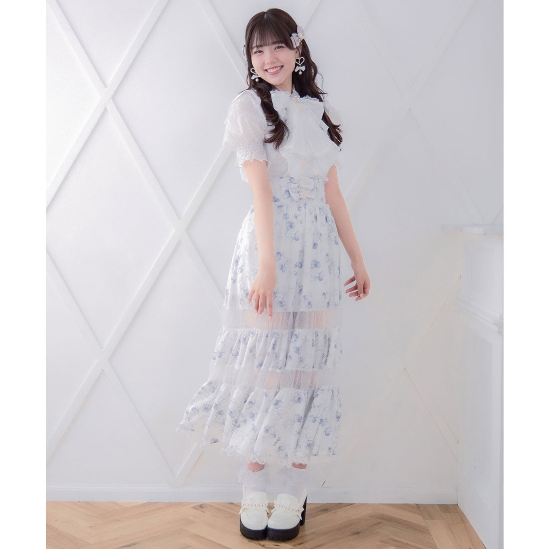 ロジータ ROJITA シアー切り替えロングスカート （ホワイト） ホワイト