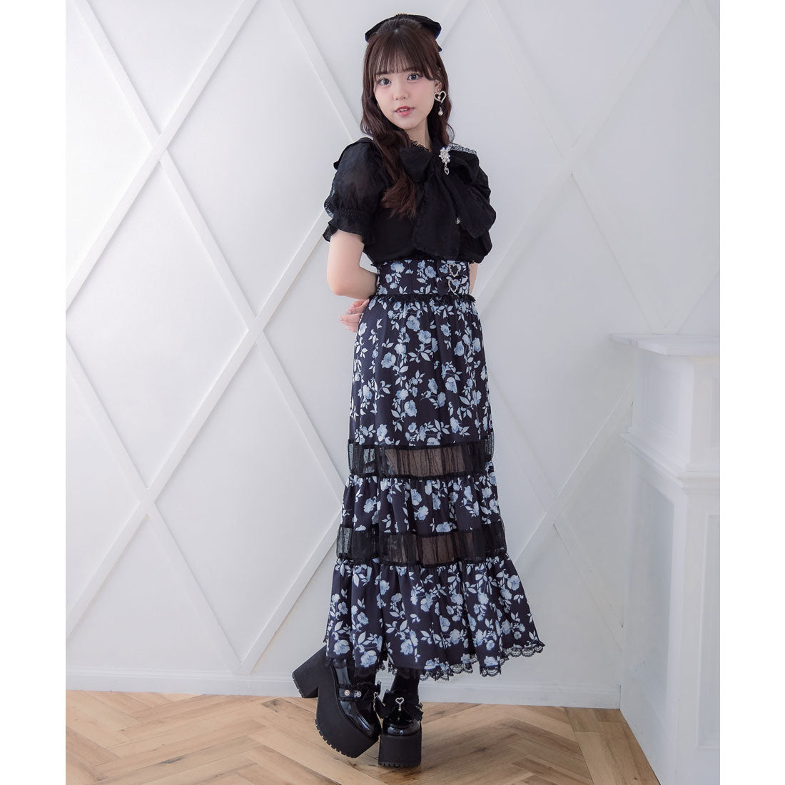 ロジータ ROJITA シアー切り替えロングスカート （ホワイト） ホワイト