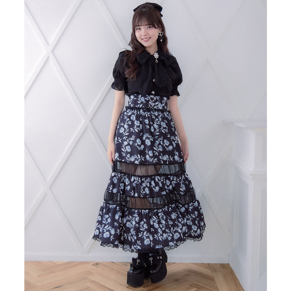 ロジータ ROJITA シアー切り替えロングスカート （ホワイト） ホワイト