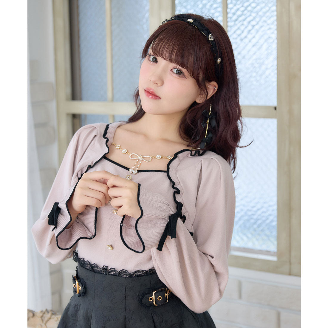 ロジータ ROJITA リボンチェーン付きボレロドッキングニット （ピンク） ピンク