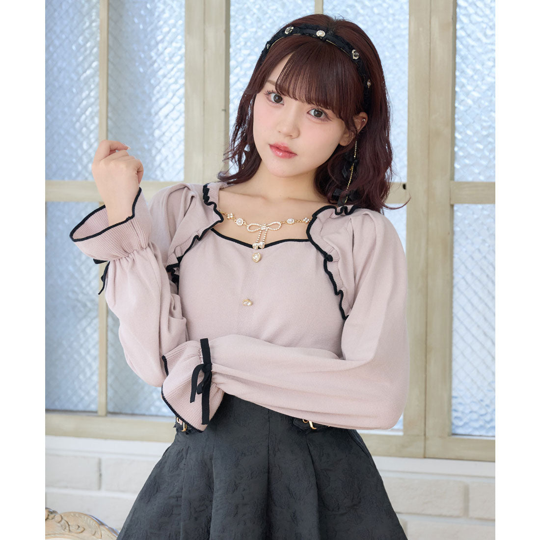 ロジータ ROJITA リボンチェーン付きボレロドッキングニット （ピンク） ピンク