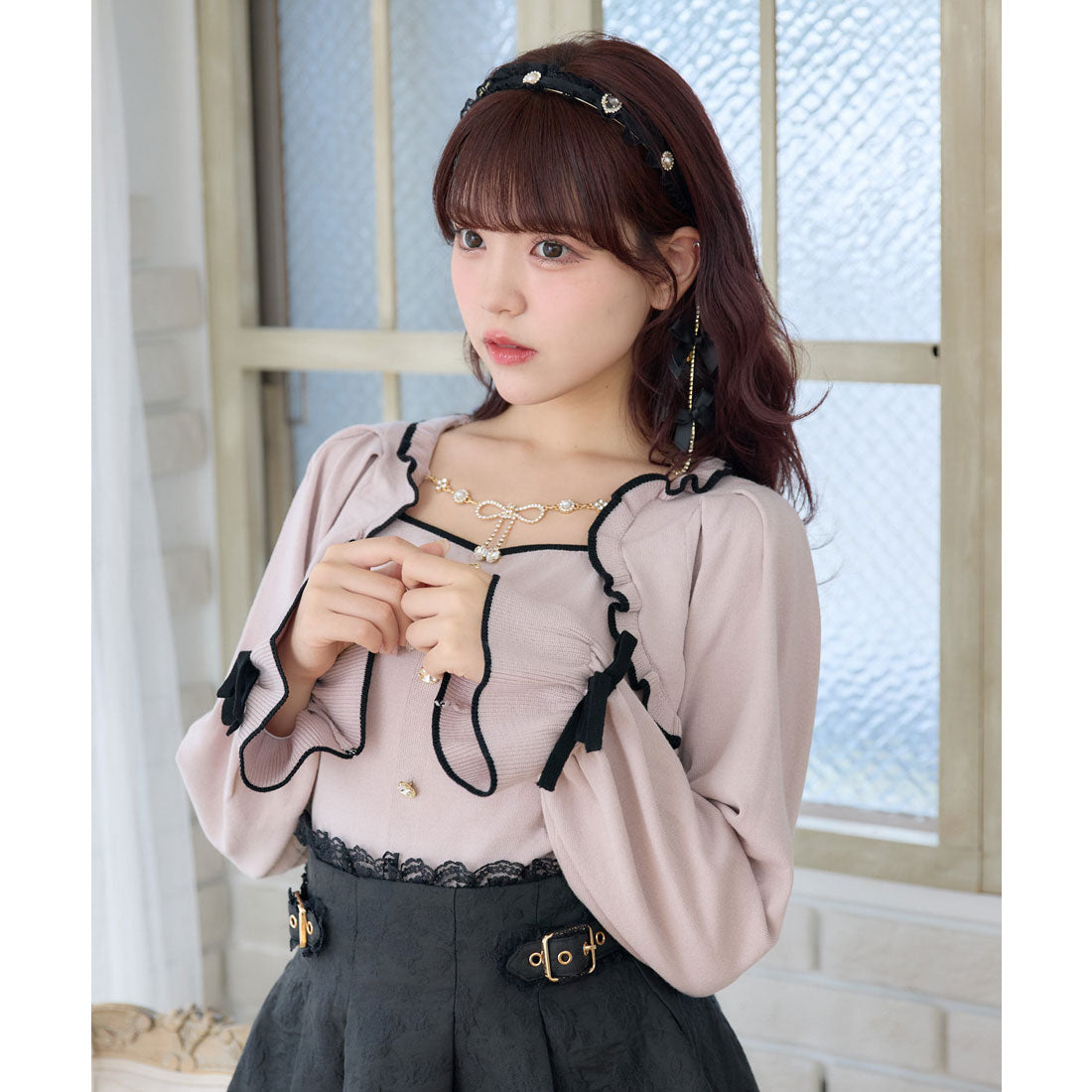 ロジータ ROJITA リボンチェーン付きボレロドッキングニット （ピンク） ピンク