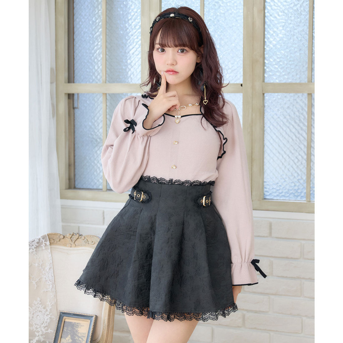 ロジータ ROJITA リボンチェーン付きボレロドッキングニット （ピンク） ピンク