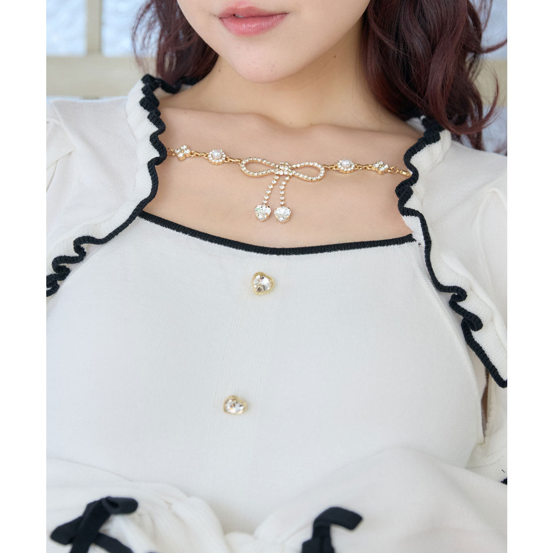 ロジータ ROJITA リボンチェーン付きボレロドッキングニット （ピンク） ピンク