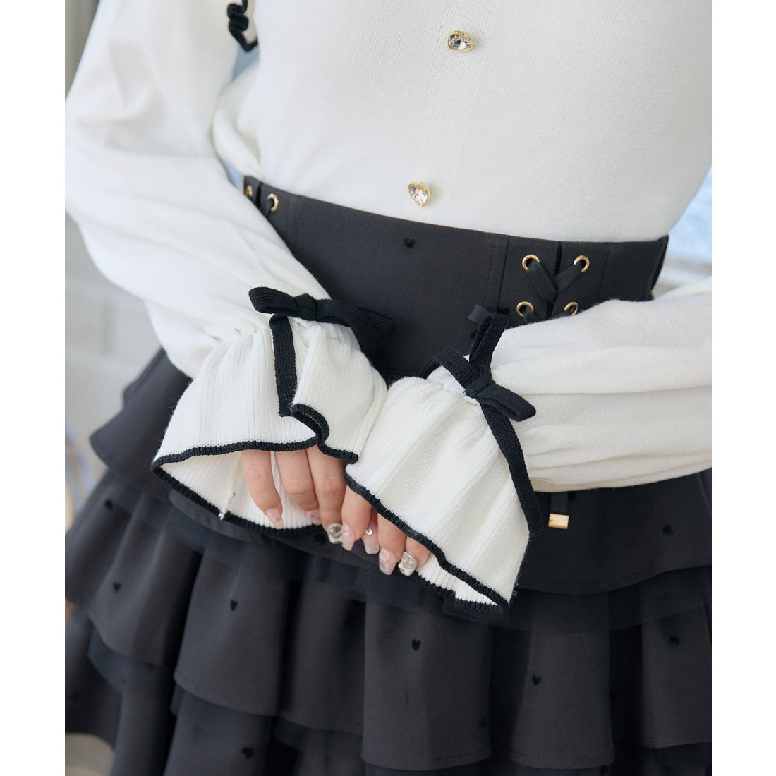 ロジータ ROJITA リボンチェーン付きボレロドッキングニット （ピンク） ピンク