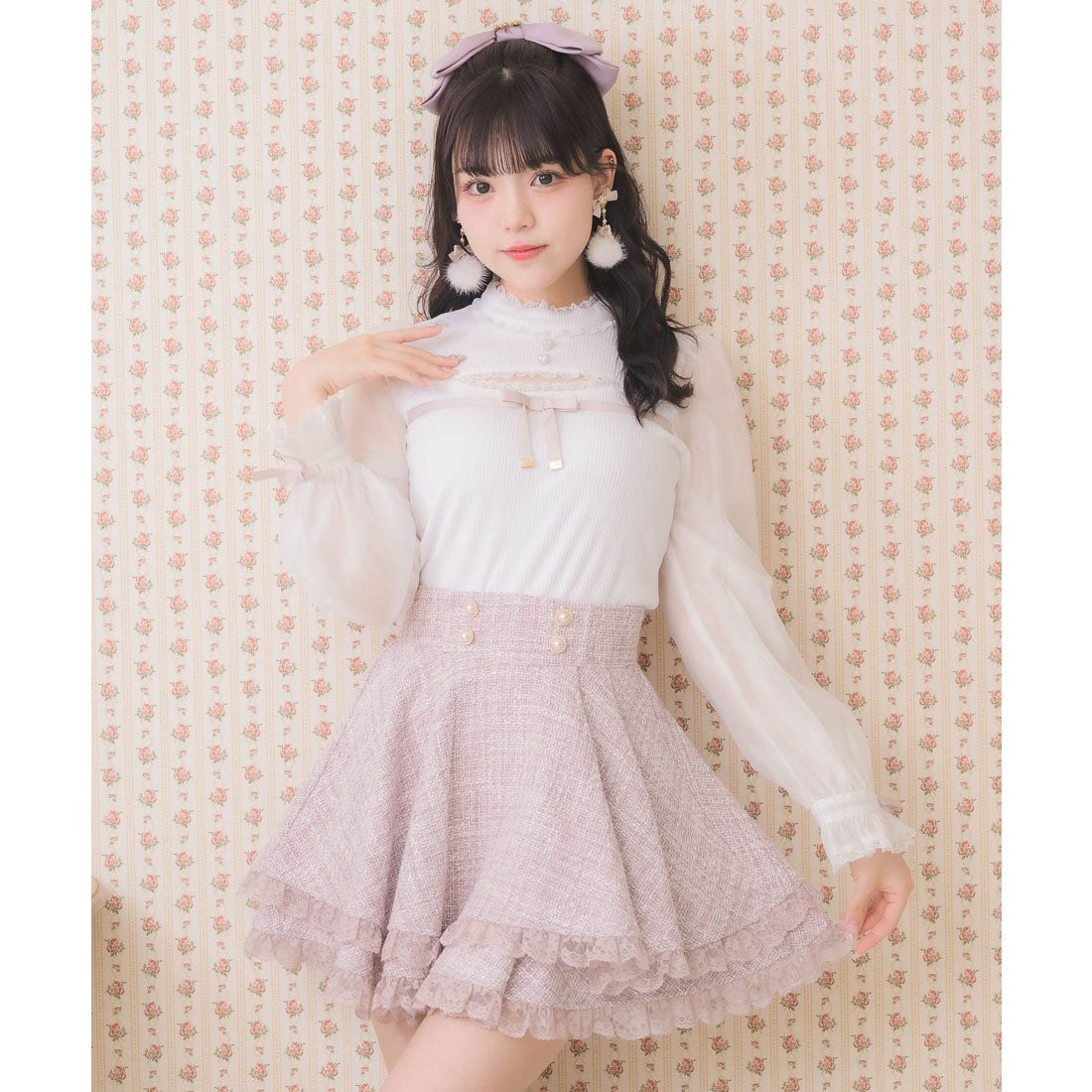 ロジータ ROJITA ダブルフレア裾レーススカート （ピンク） ピンク