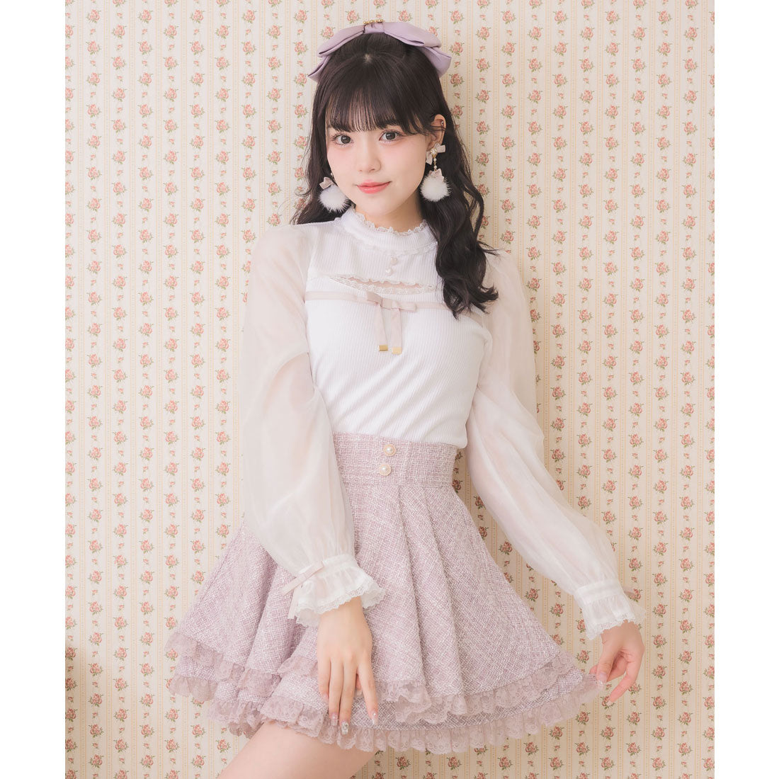 ロジータ ROJITA ダブルフレア裾レーススカート （ピンク） ピンク