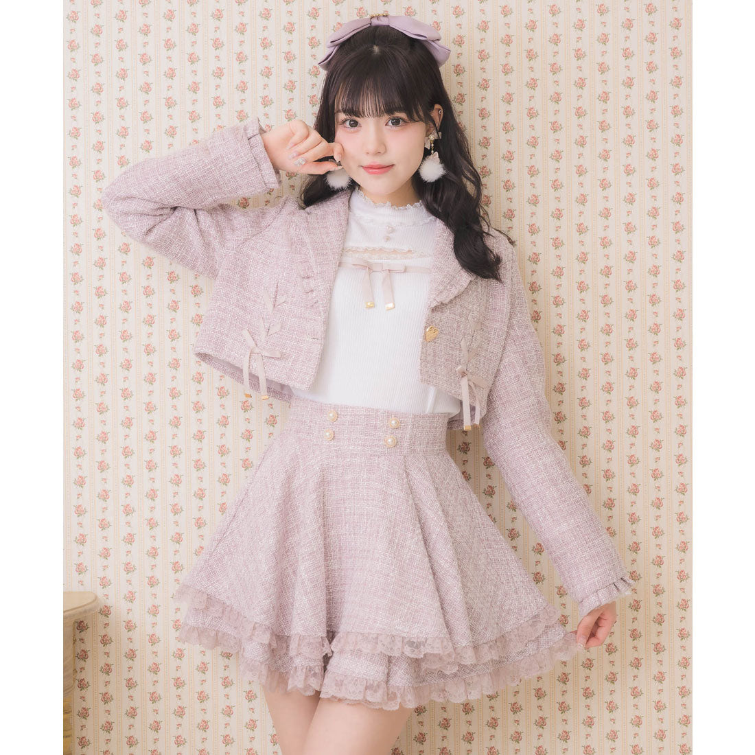 ロジータ ROJITA ダブルフレア裾レーススカート （ピンク） ピンク