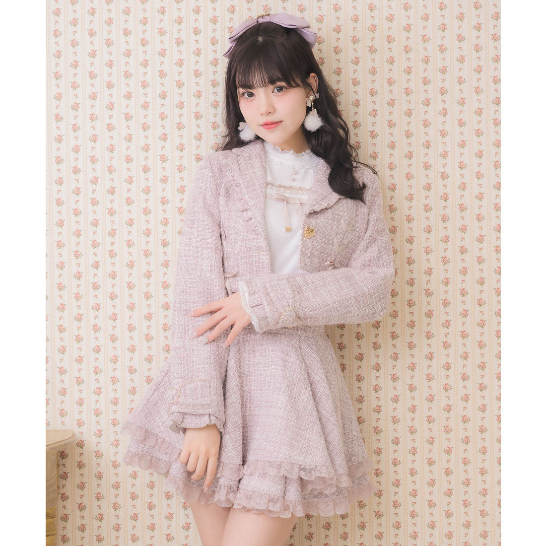 ロジータ ROJITA ダブルフレア裾レーススカート （ピンク） ピンク