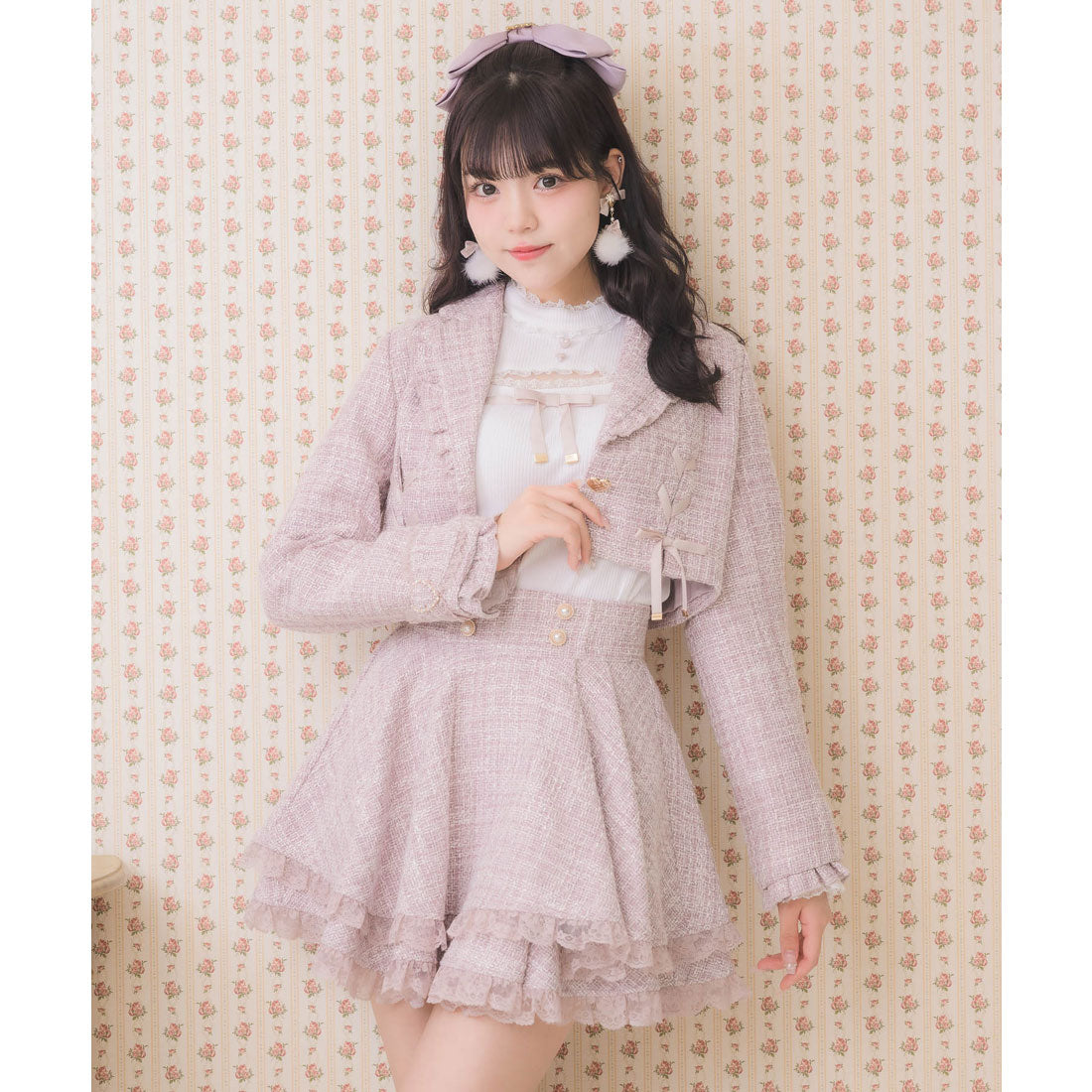 ロジータ ROJITA ダブルフレア裾レーススカート （ピンク） ピンク